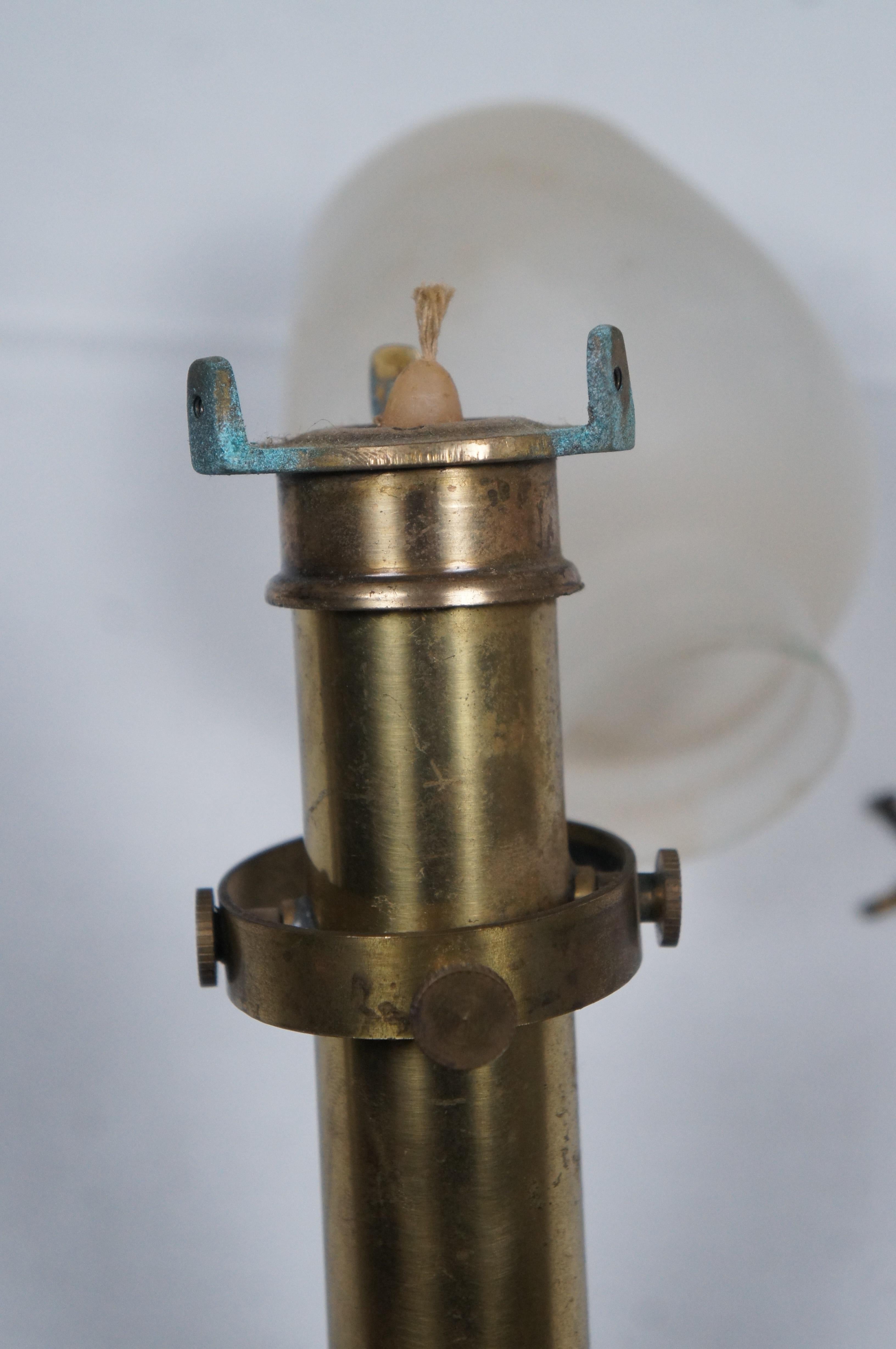 2 Antique Nautical Marine Brass Gimbal Swivel Hurricane Candle Holder Sconces  For Sale 5