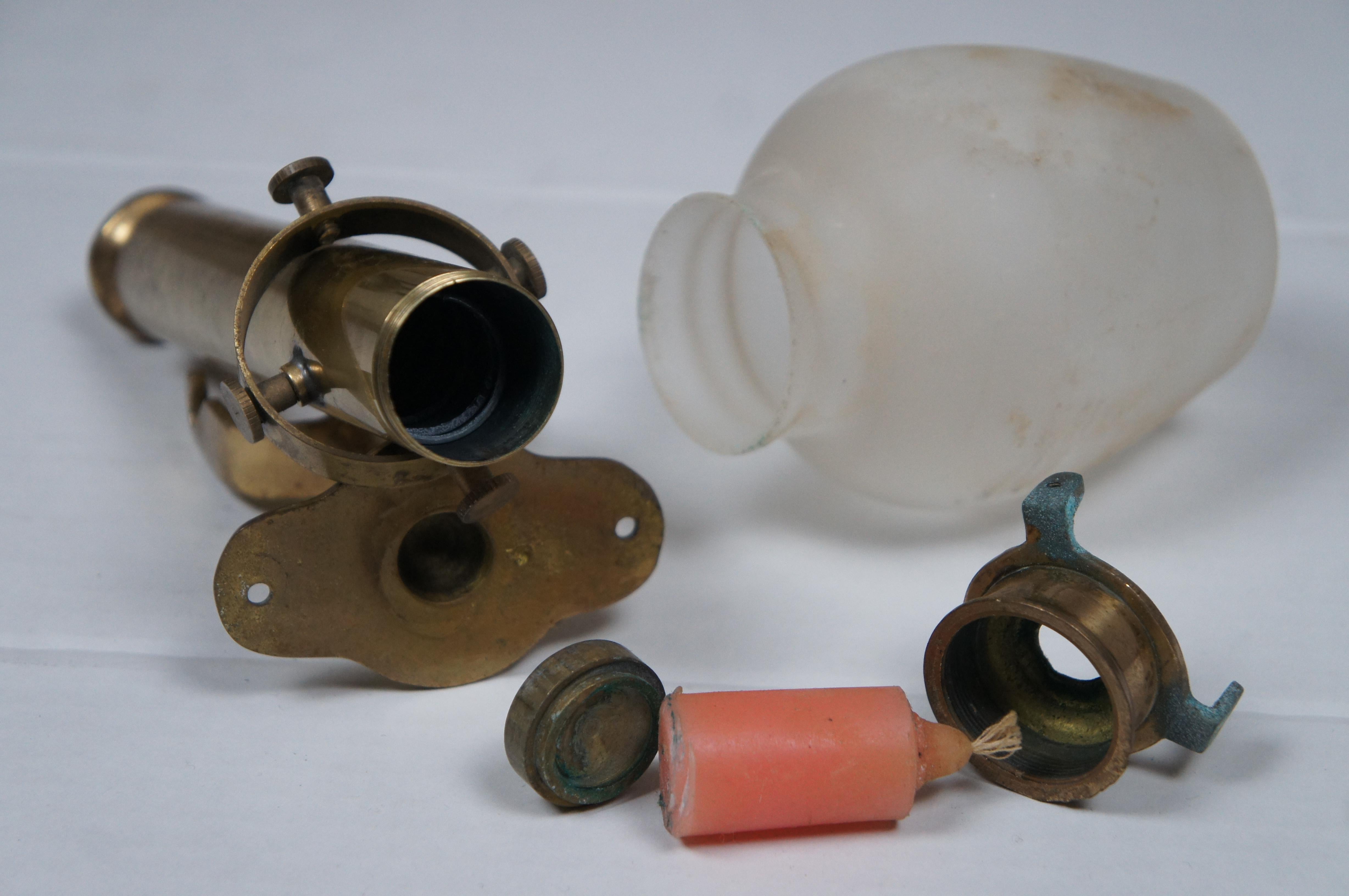 2 Antique Nautical Marine Brass Gimbal Swivel Hurricane Candle Holder Sconces  For Sale 6