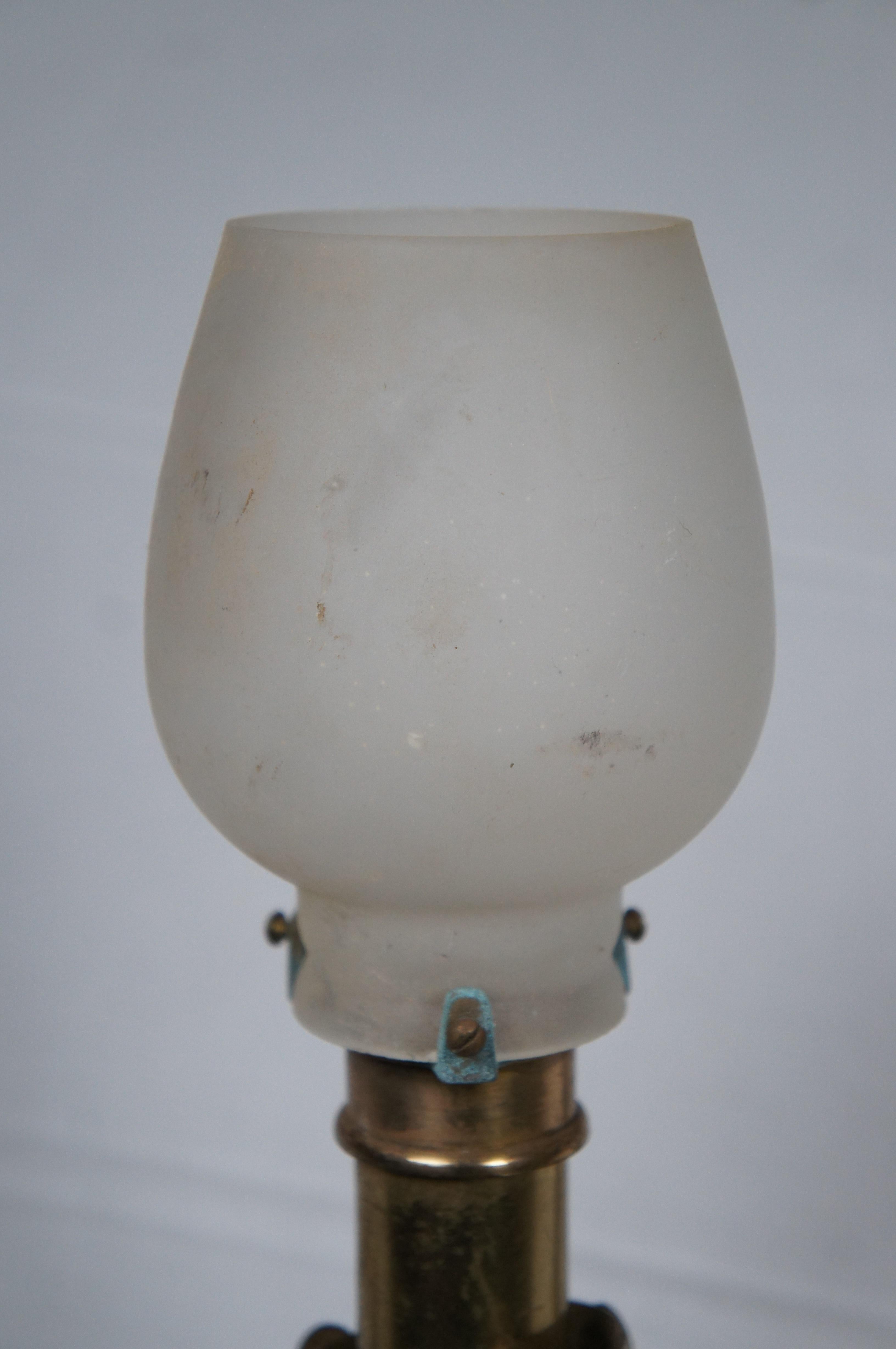 2 Antique Nautical Marine Brass Gimbal Swivel Hurricane Candle Holder Sconces  For Sale 1