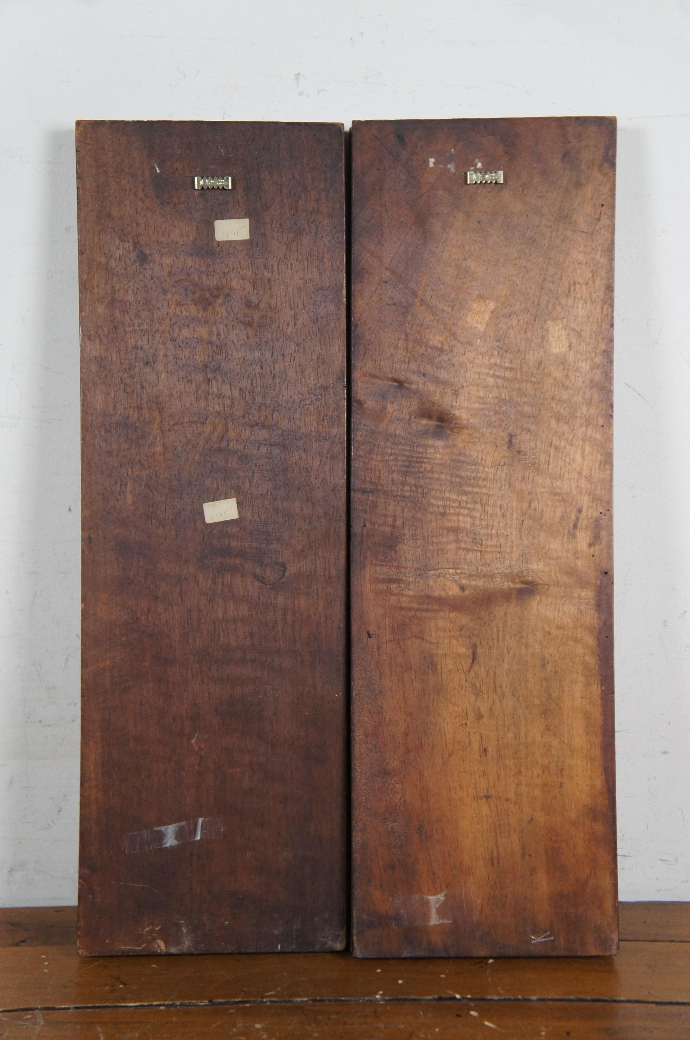 2 Antique Neoclassical Carved Walnut Figural Bas Relief Panels Plaques 21