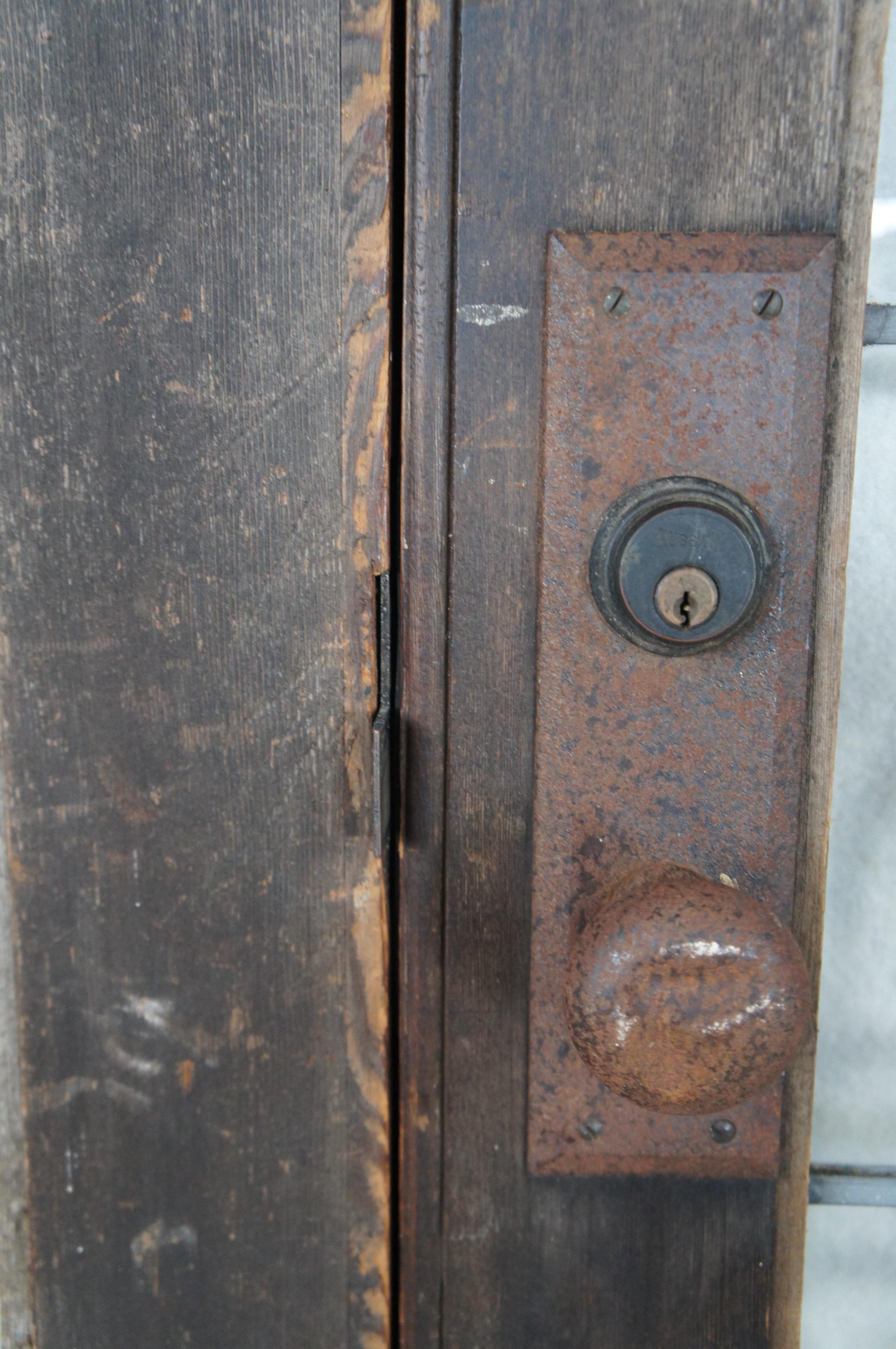 2 portes d'entrée en verre au plomb en Oak Antiques Arts & Crafts Reclaimed 56 x 80