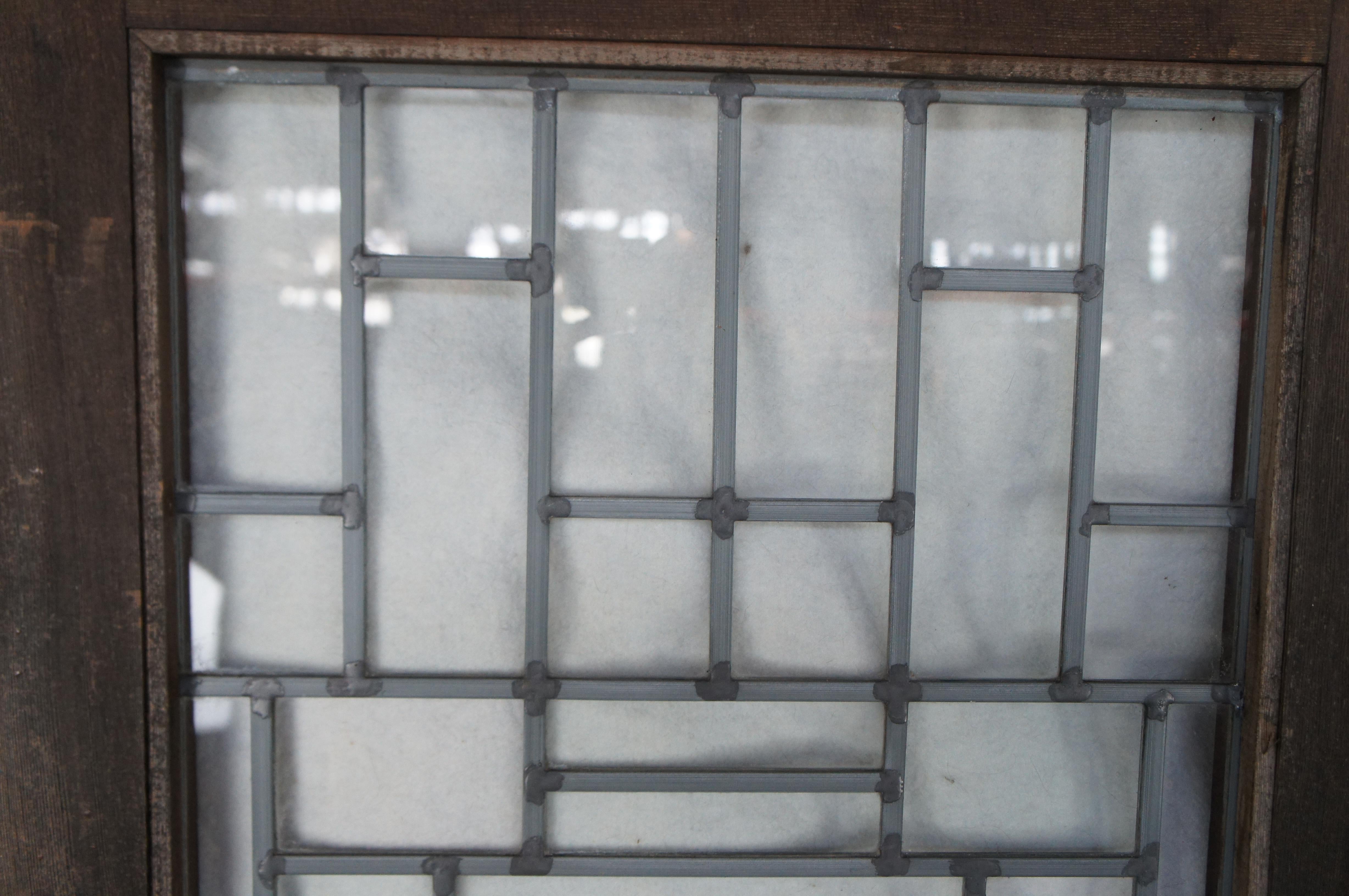 Verre 2 portes d'entrée en verre au plomb en Oak Antiques Arts & Crafts Reclaimed 56 x 80