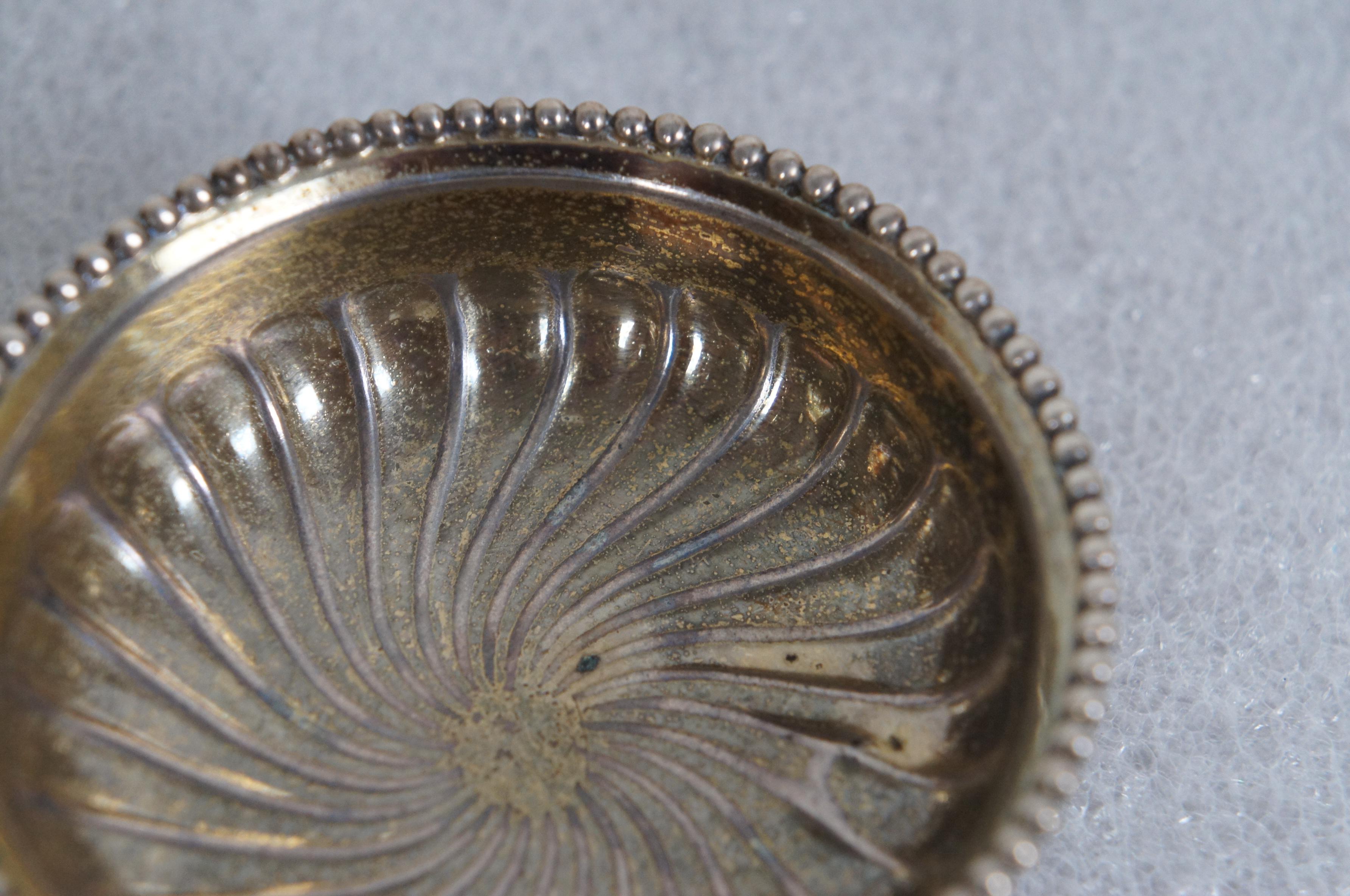 19th Century 2 Antique Pair Tiffany & Co Sterling Silver Footed Salt Cellar Bone Dishes 3