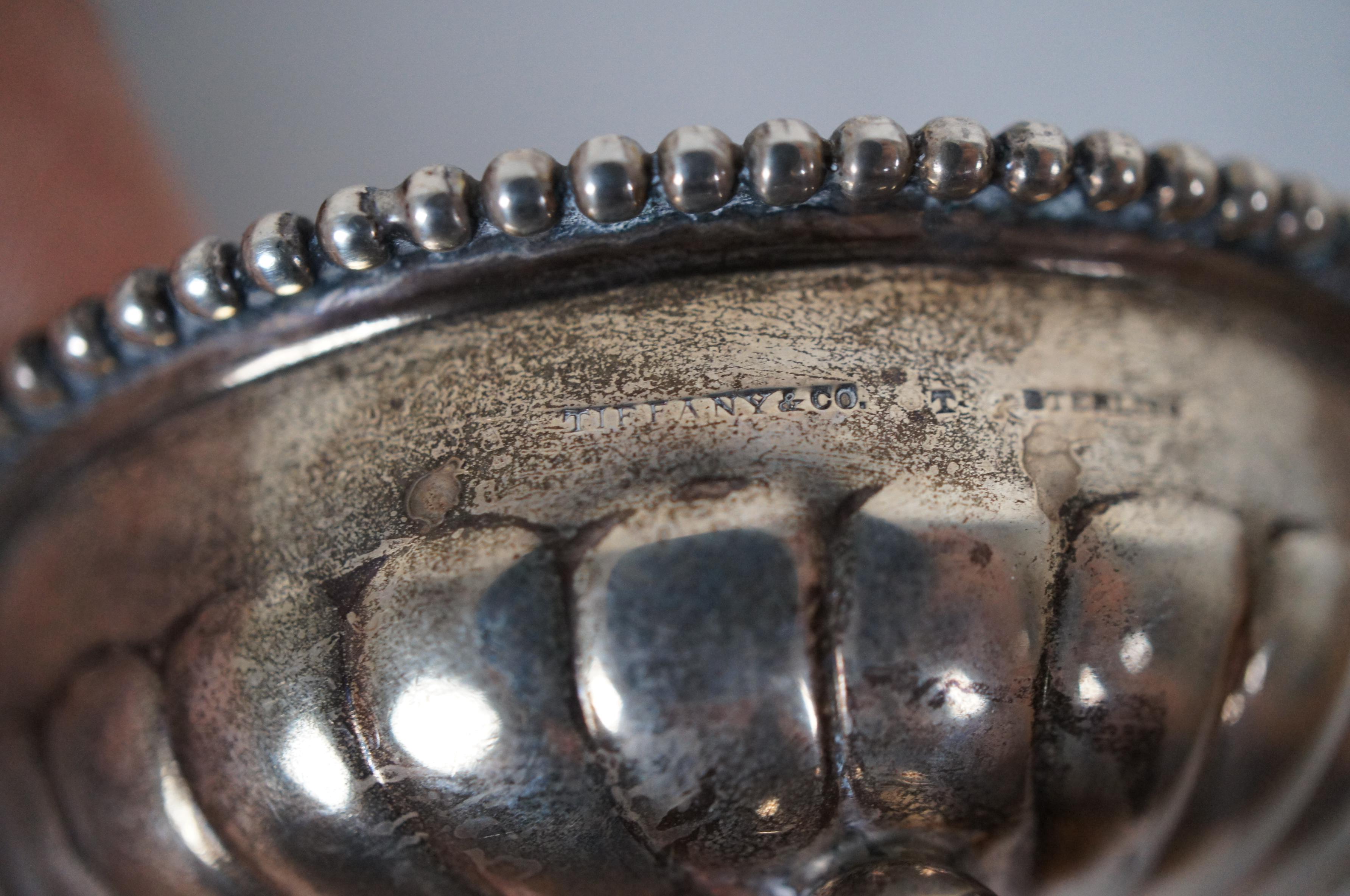 2 Antique Pair Tiffany & Co Sterling Silver Footed Salt Cellar Bone Dishes 3