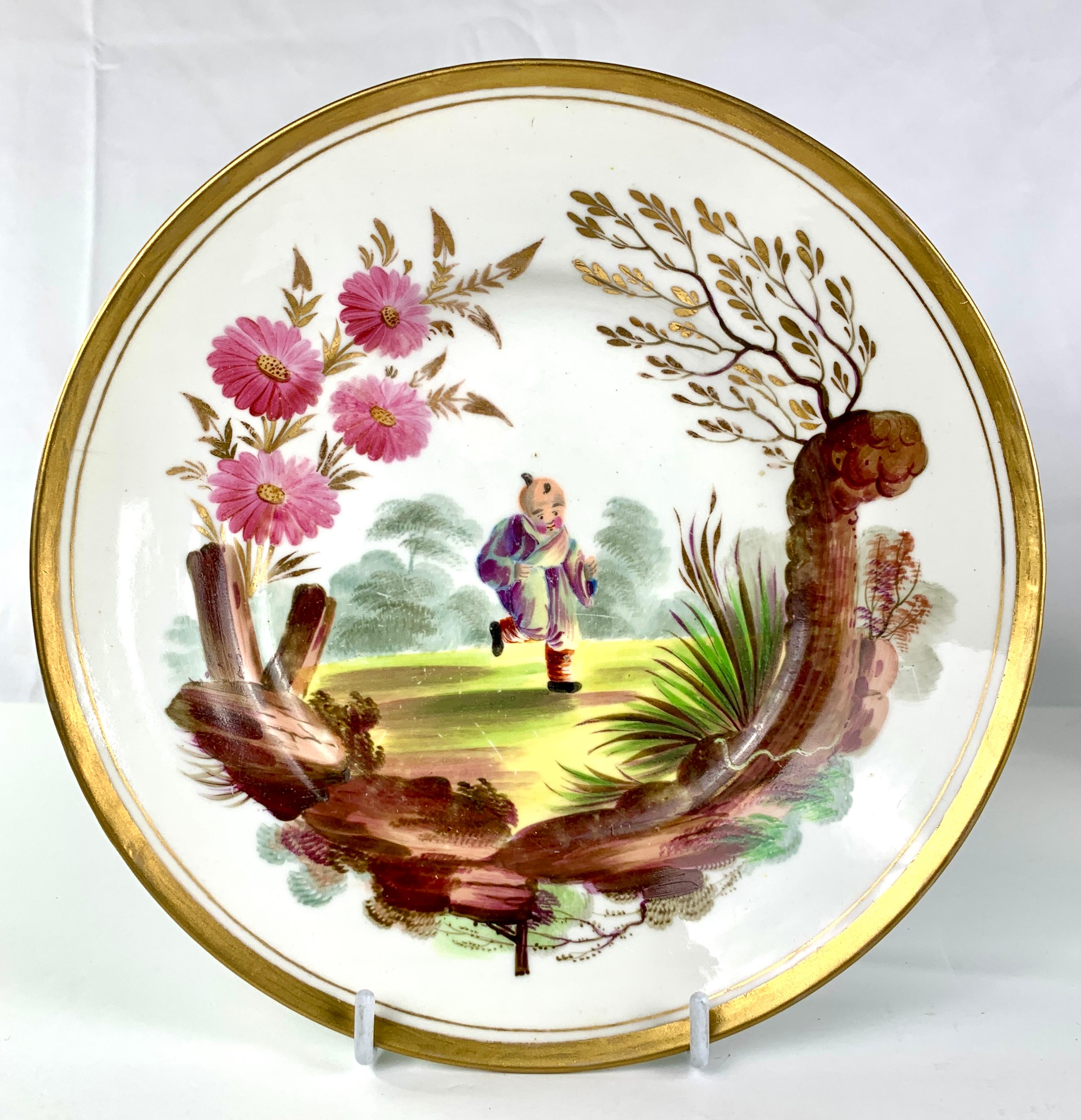 2 Antique Porcelain Chinoiserie Plates Hand Painted by Minton England Circa 1805 1