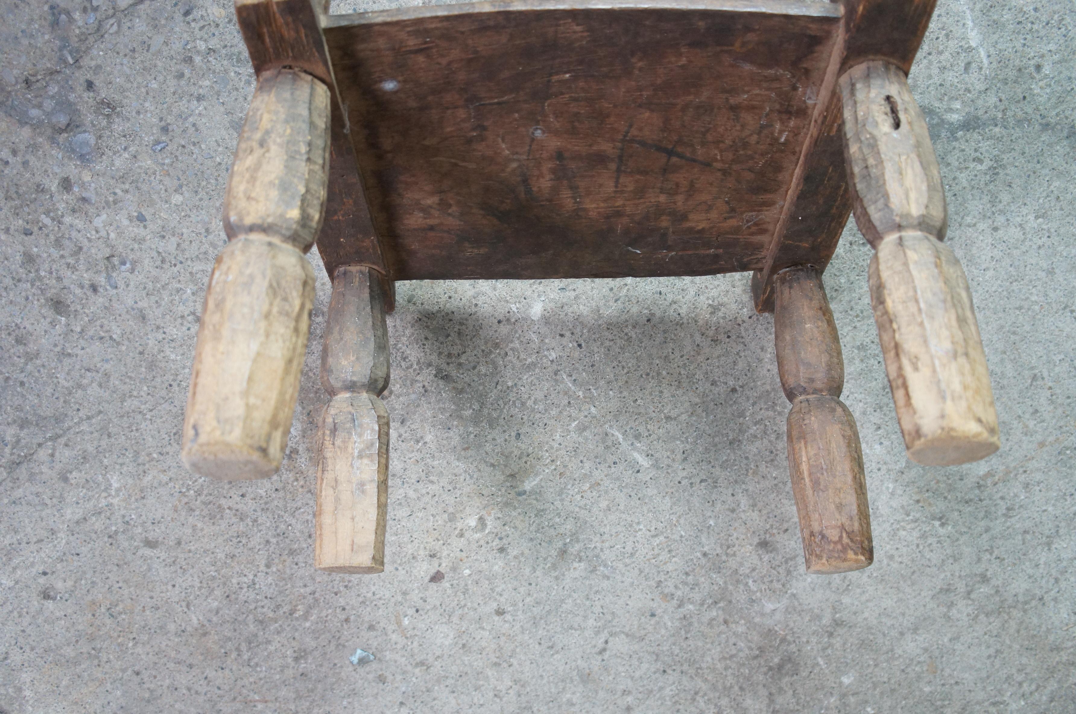 2 Antique Primitive African Baule Tribal Yoke Back Chairs Ivory Coast Baoulé 7
