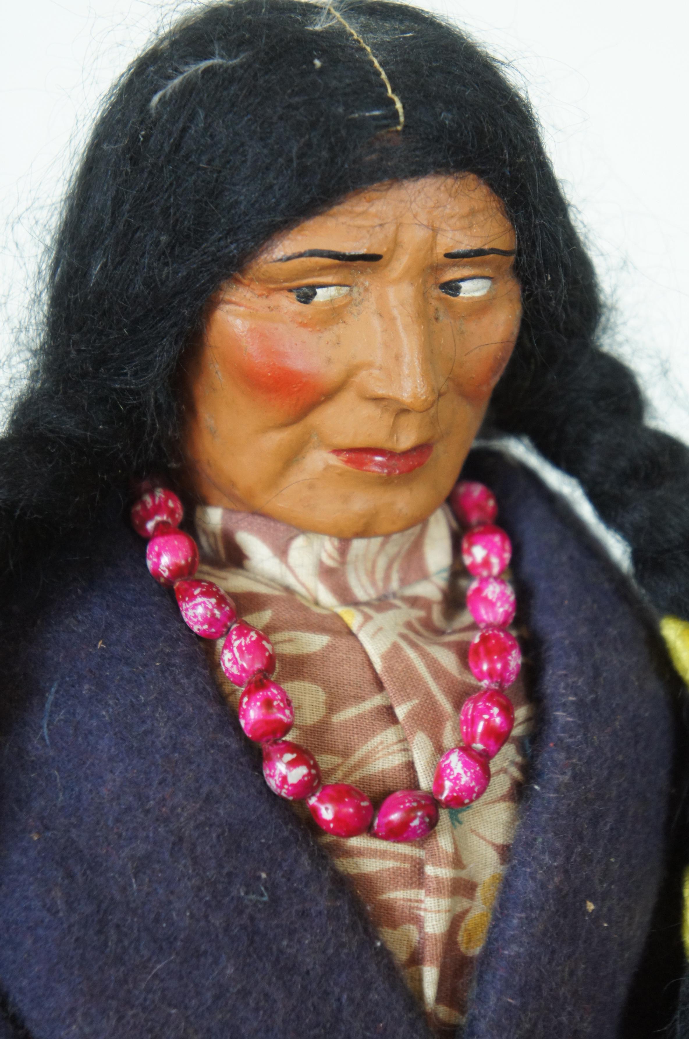 2 Antique Skookum Bully Good Native American Dolls in Bards Dome Glass Jar 6