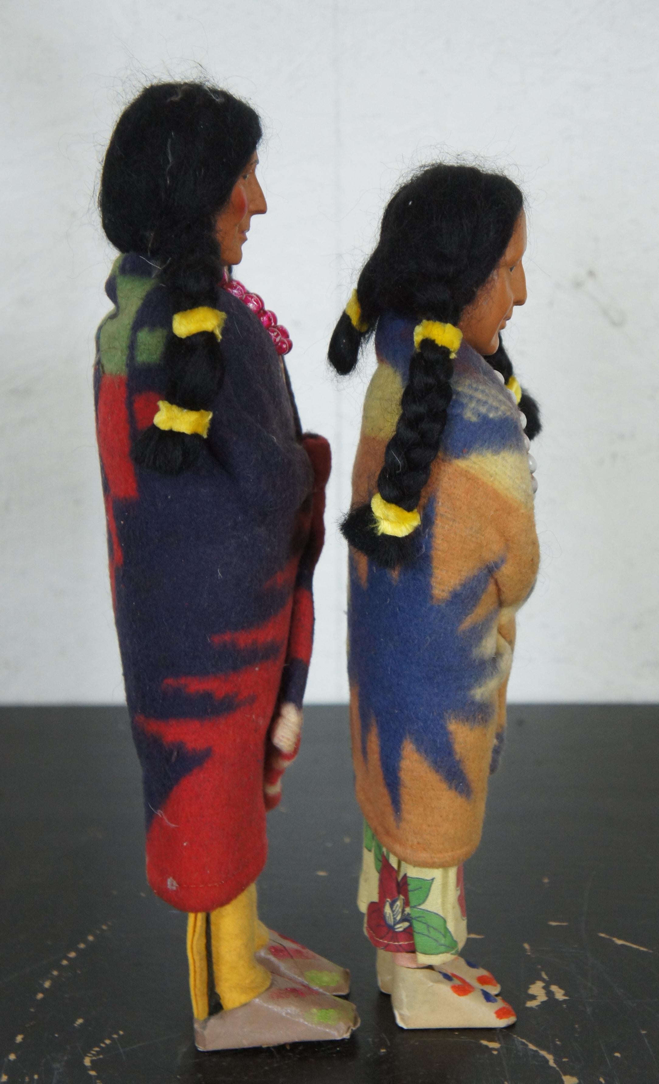2 Antique Skookum Bully Good Native American Dolls in Bards Dome Glass Jar 1