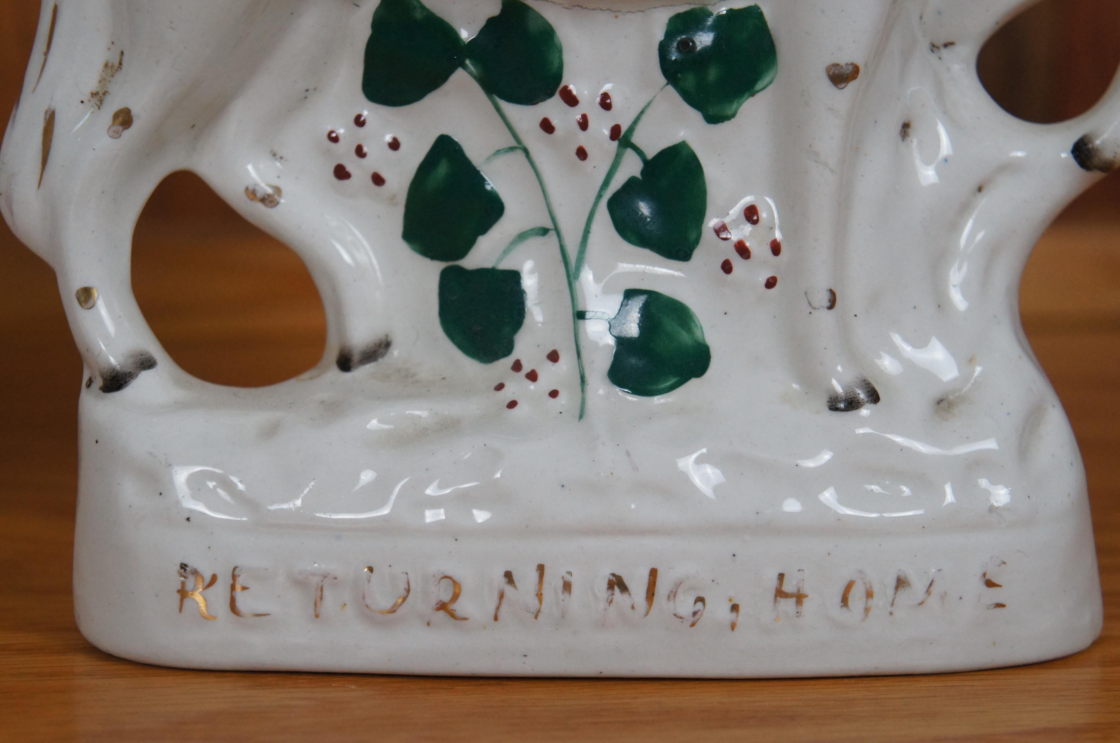 2 Antique Staffordshire Going to Market Returning Home Horseback Figurines 8