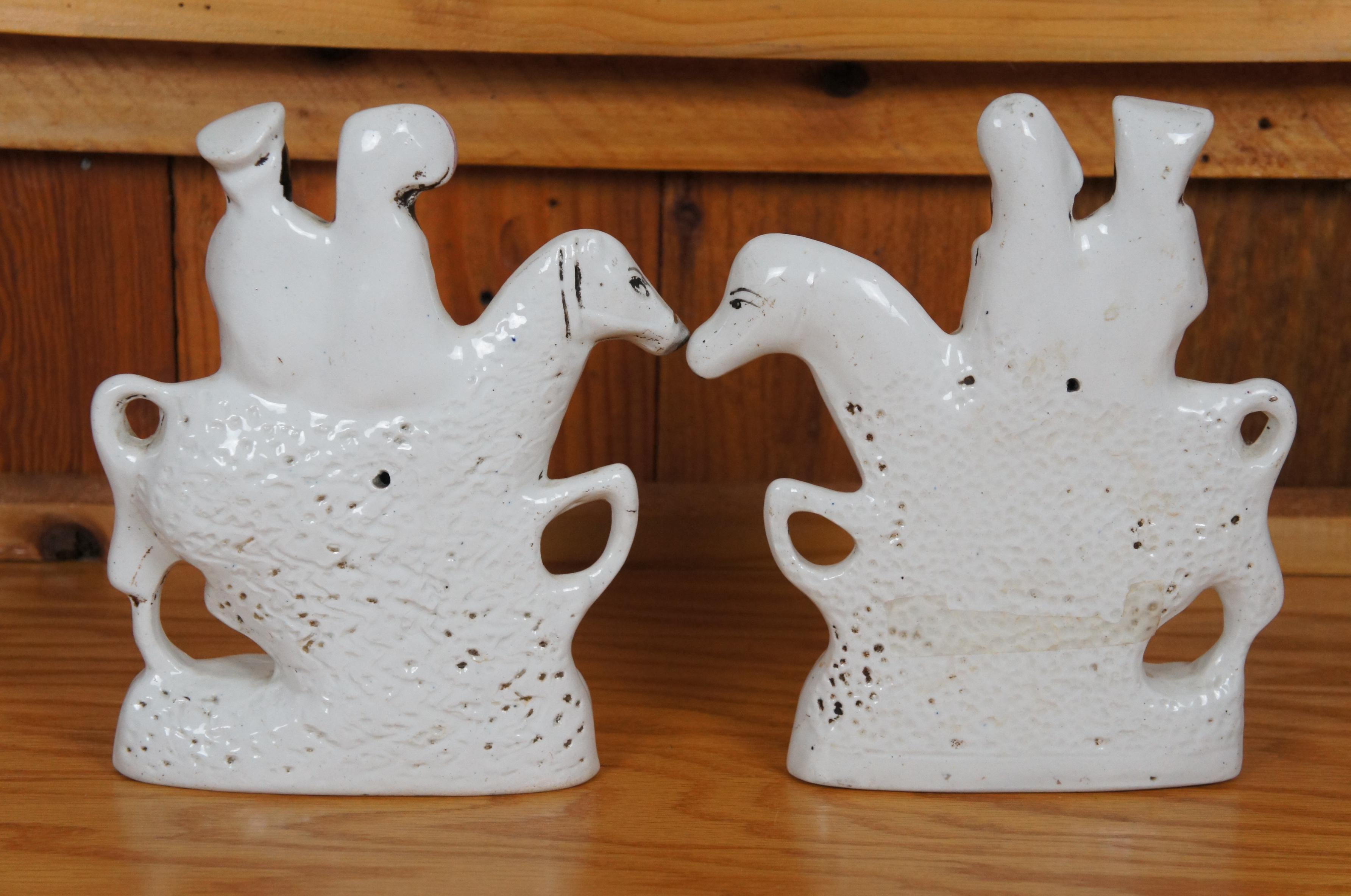 2 Antique Staffordshire Going to Market Returning Home Horseback Figurines 8