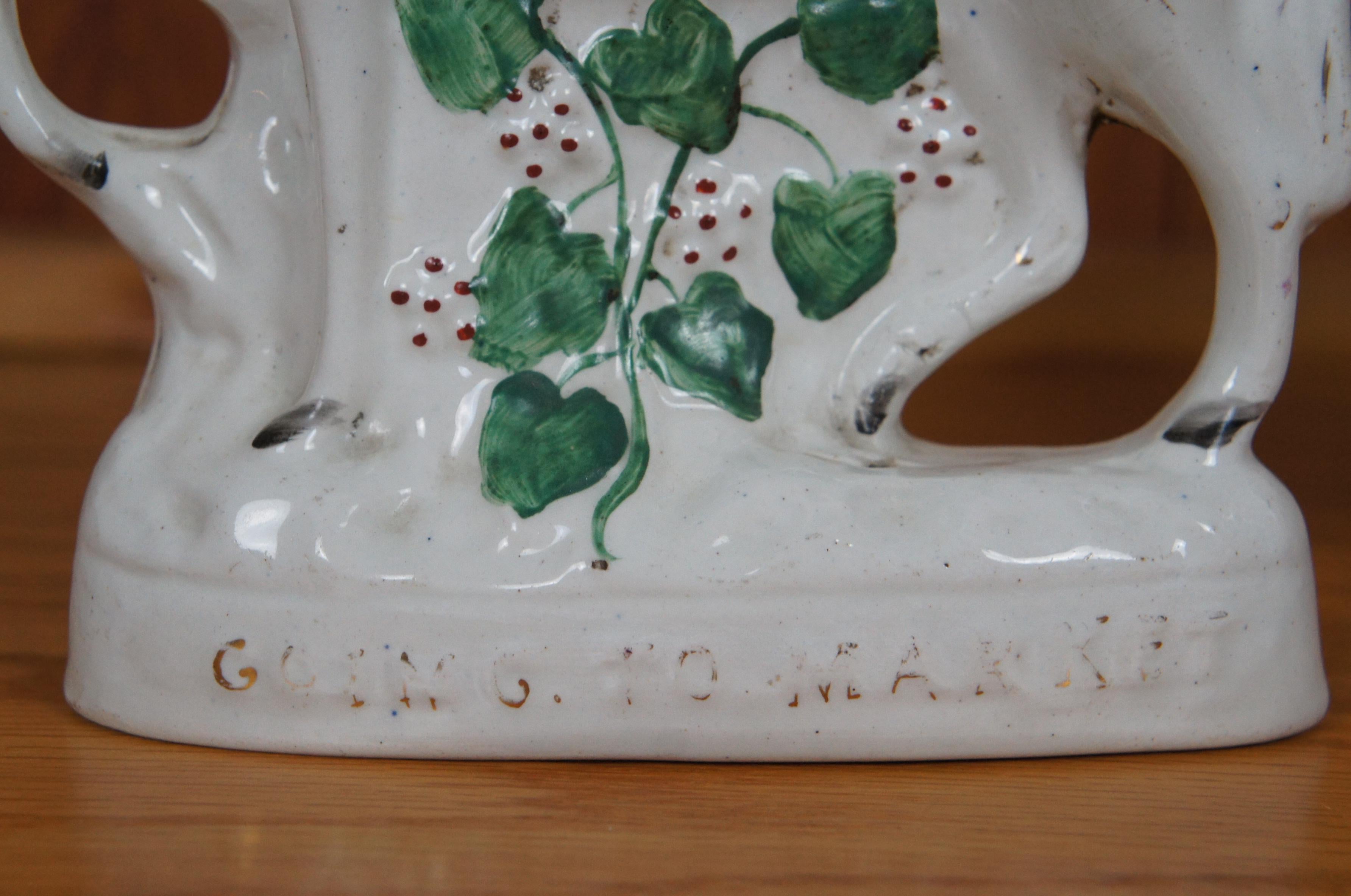 2 Antique Staffordshire Going to Market Returning Home Horseback Figurines 8