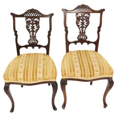 2 Antique Victorian Carved Occasional Fretwork Chairs Scotland 1910, B2866