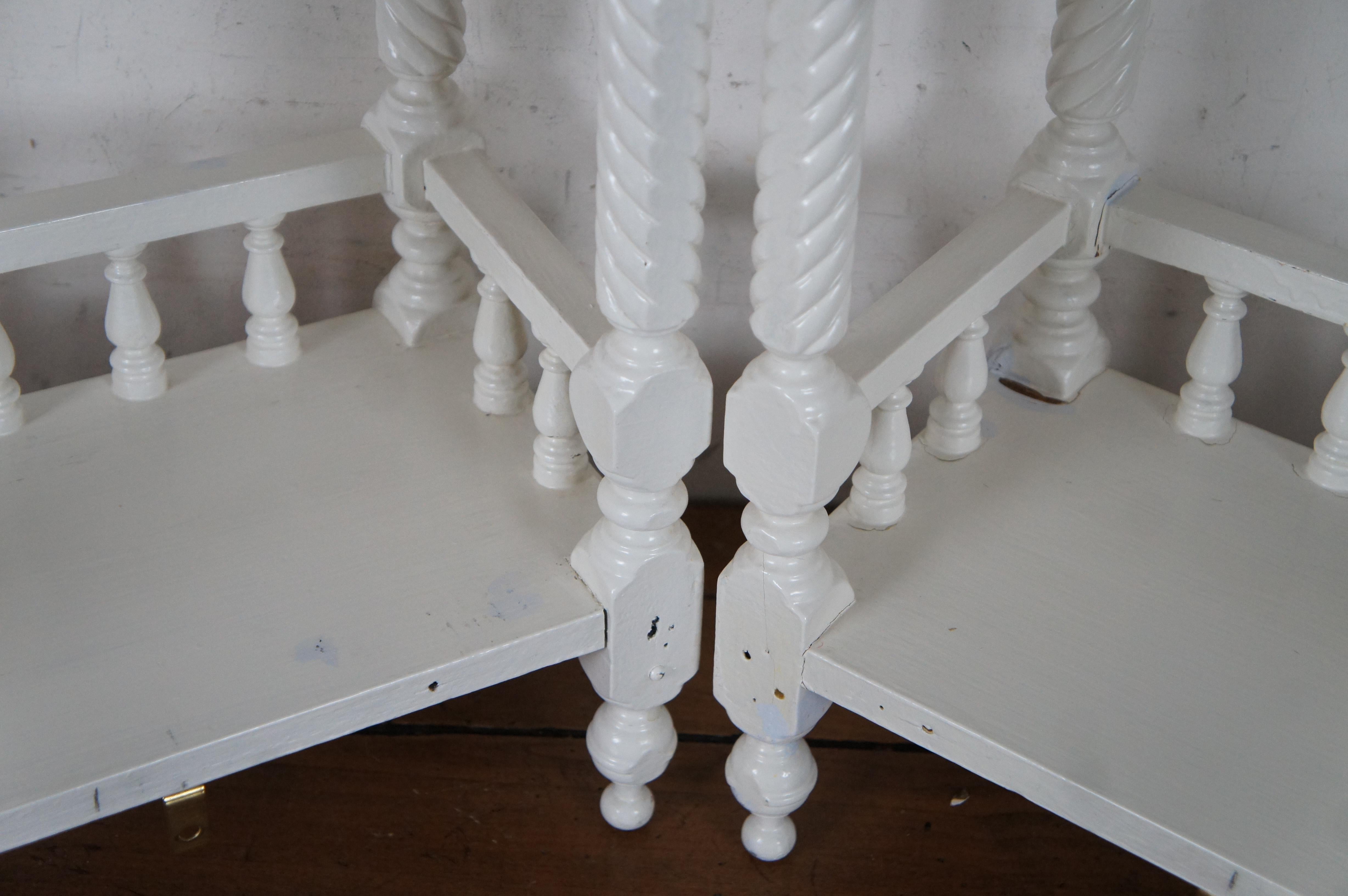 2 Antique Victorian Carved White Etagere Stands Bookcases Wall Shelves Boho Chic For Sale 4