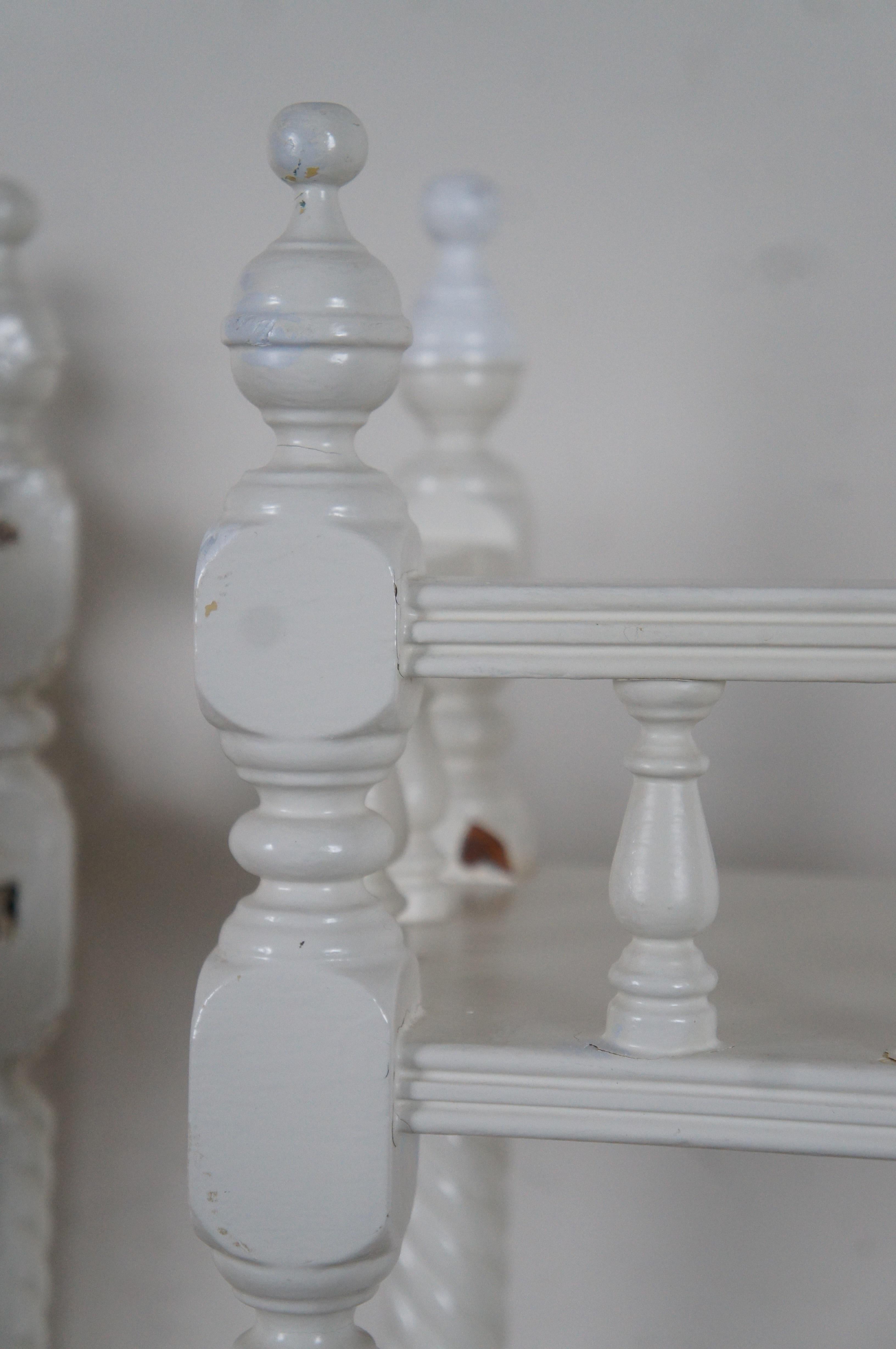2 Antique Victorian Carved White Etagere Stands Bookcases Wall Shelves Boho Chic For Sale 5