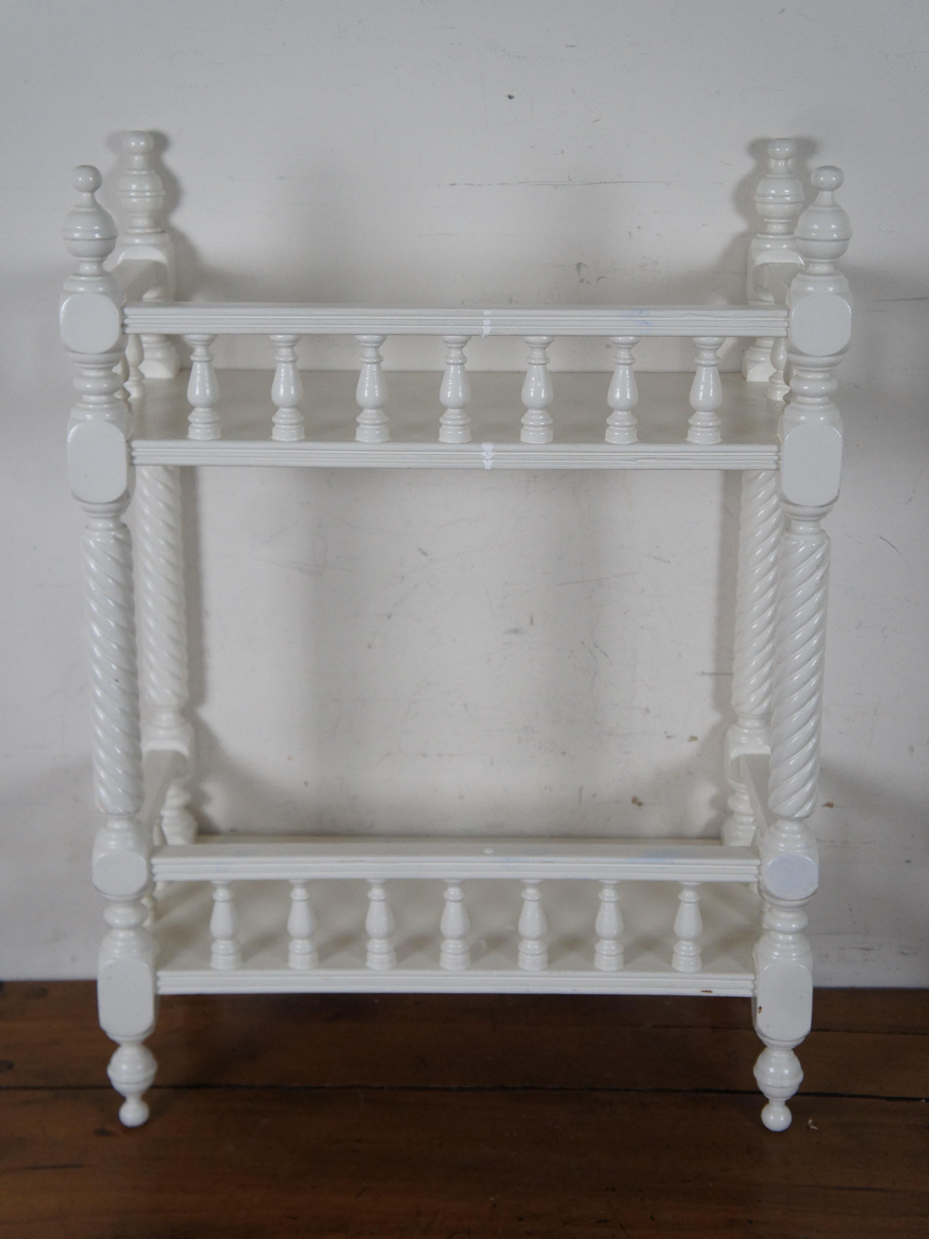2 Antique Victorian Carved White Etagere Stands Bookcases Wall Shelves Boho Chic For Sale 6