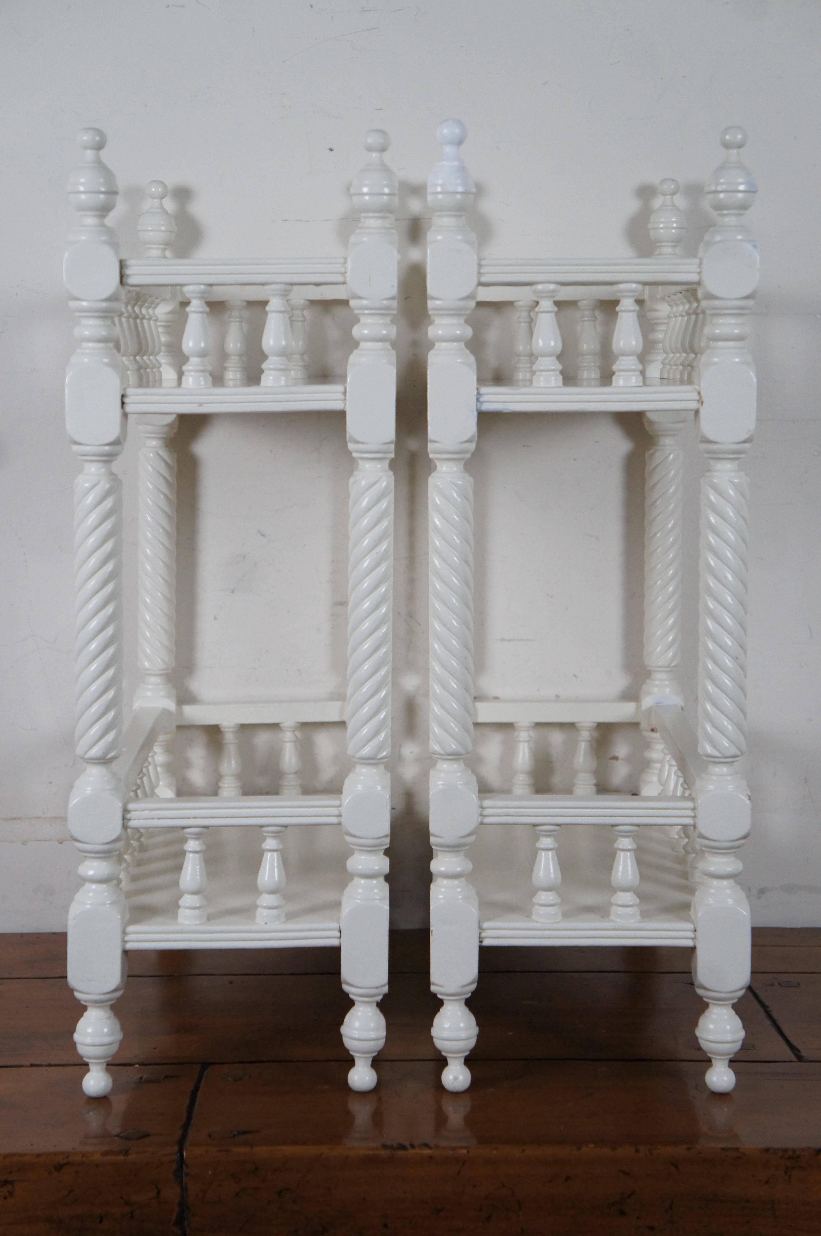 2 Antique Victorian Carved White Etagere Stands Bookcases Wall Shelves Boho Chic In Good Condition For Sale In Dayton, OH