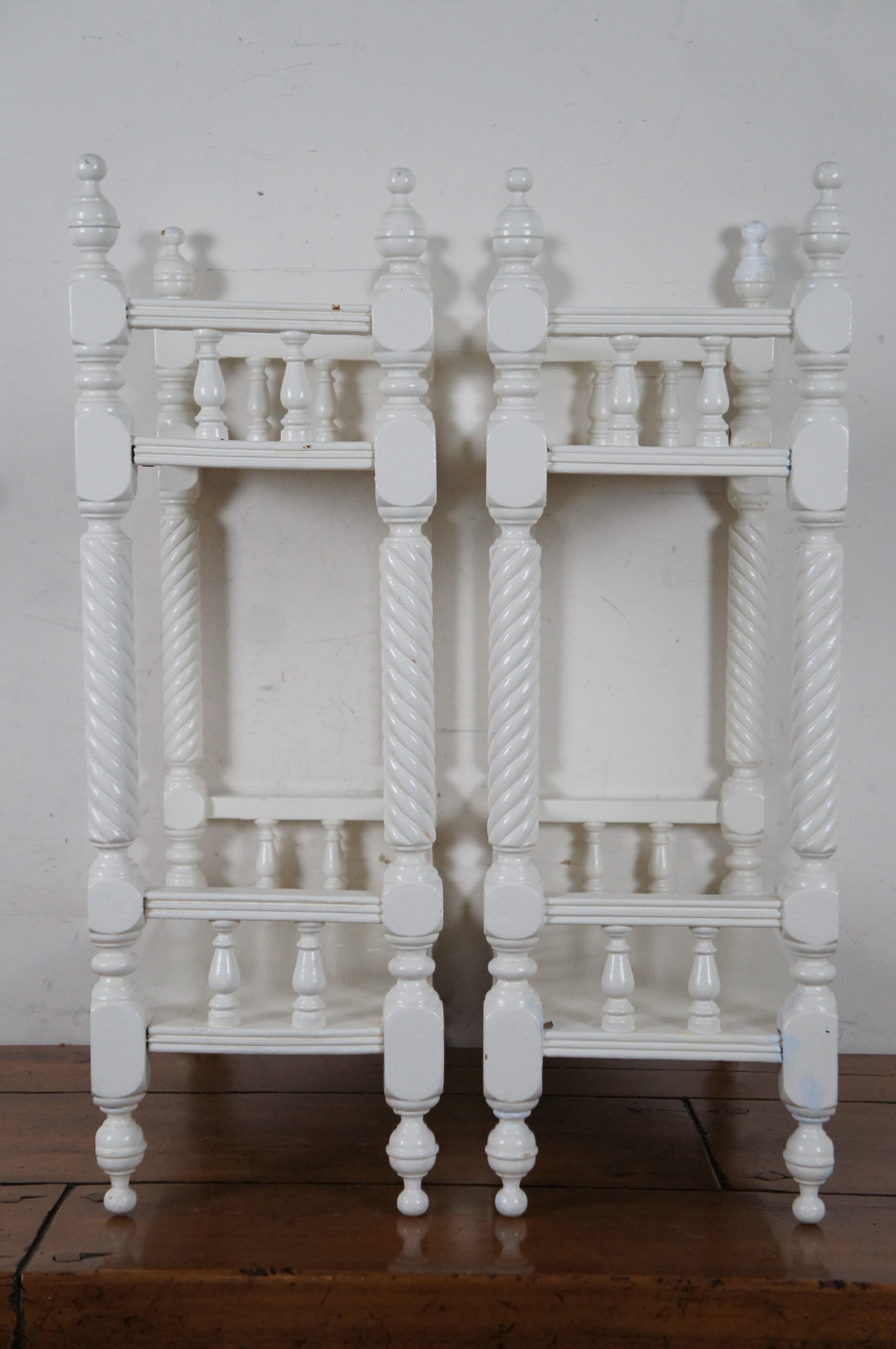 2 Antique Victorian Carved White Etagere Stands Bookcases Wall Shelves Boho Chic For Sale 1