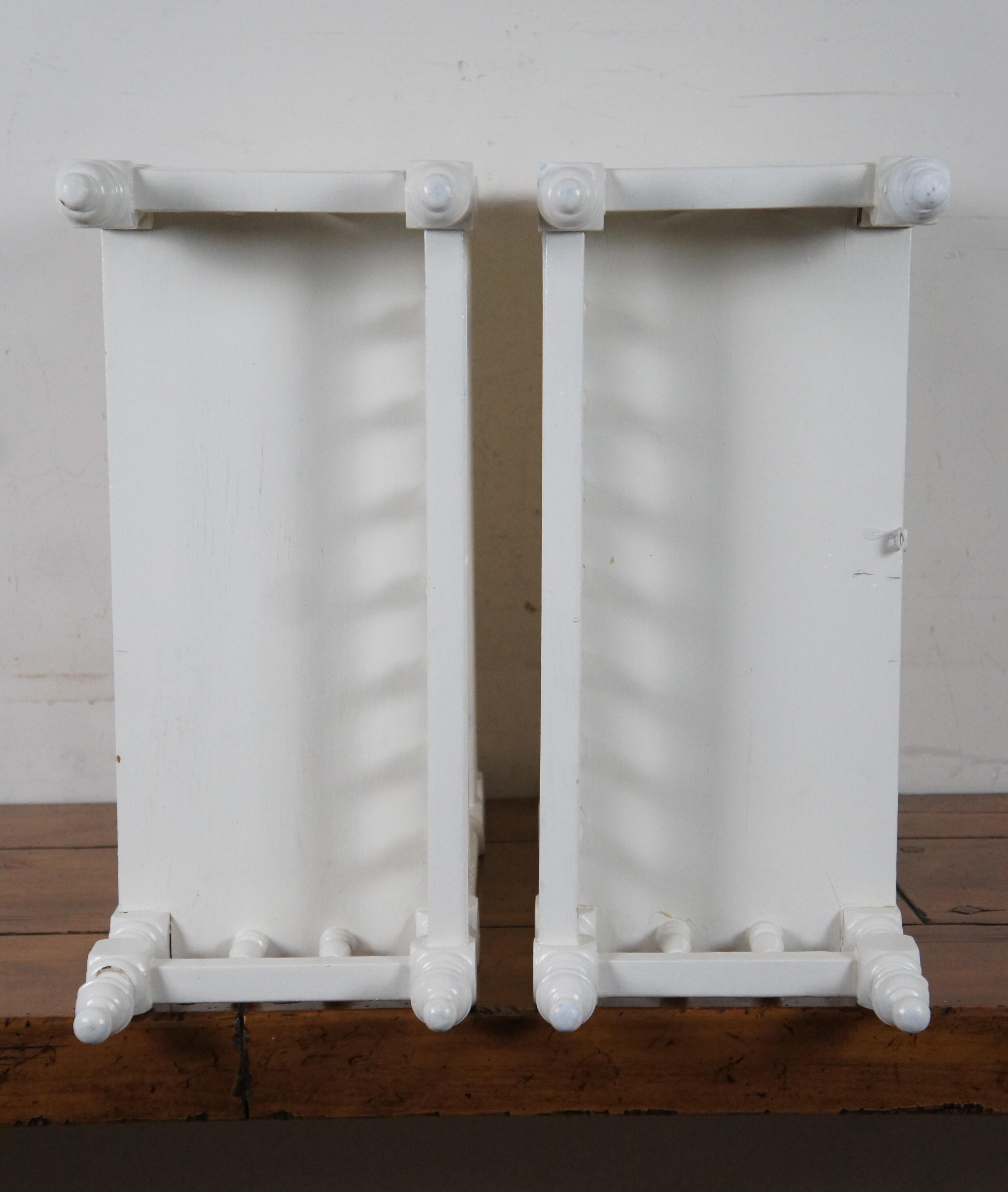 2 Antique Victorian Carved White Etagere Stands Bookcases Wall Shelves Boho Chic For Sale 2