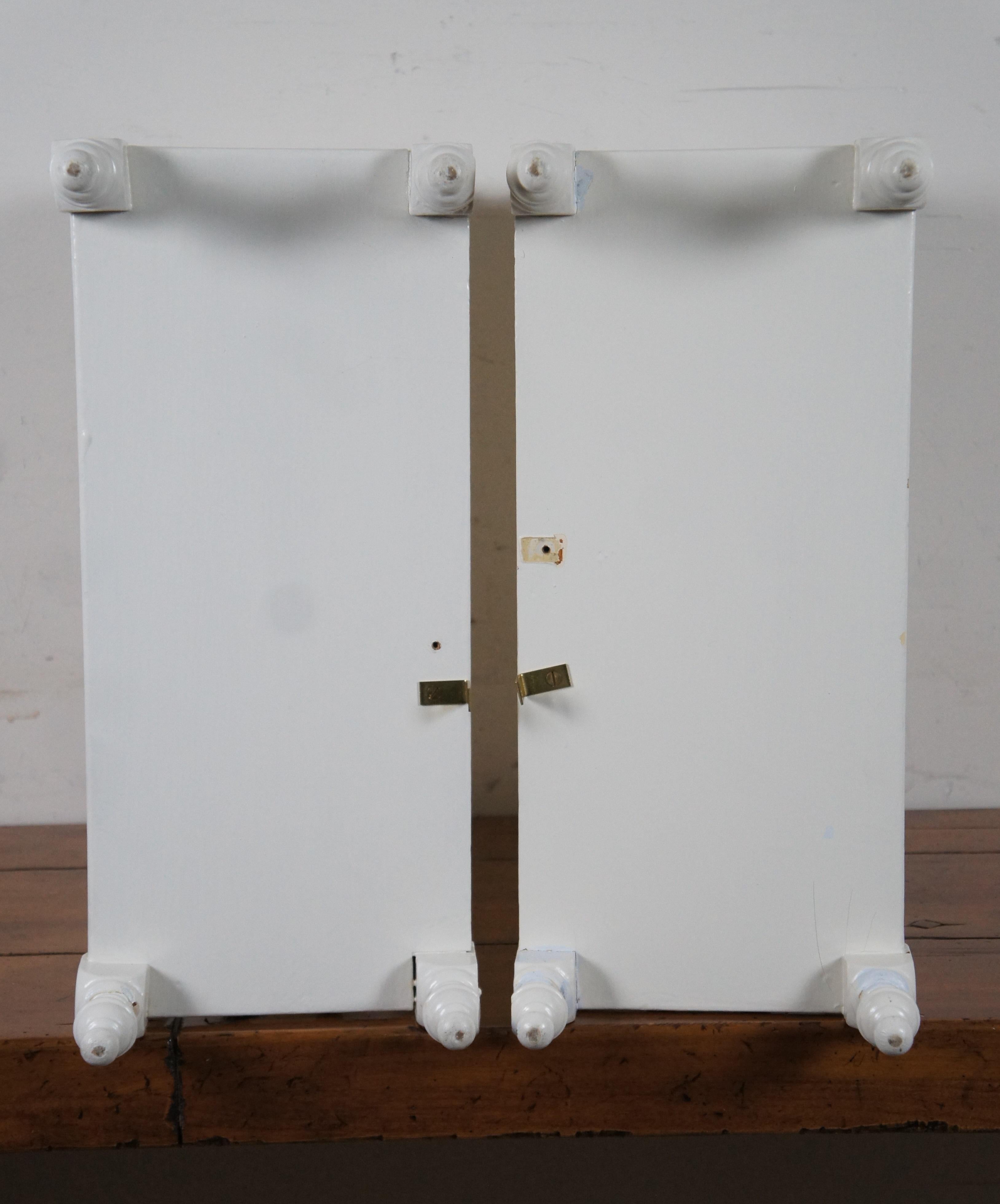 2 Antique Victorian Carved White Etagere Stands Bookcases Wall Shelves Boho Chic For Sale 3