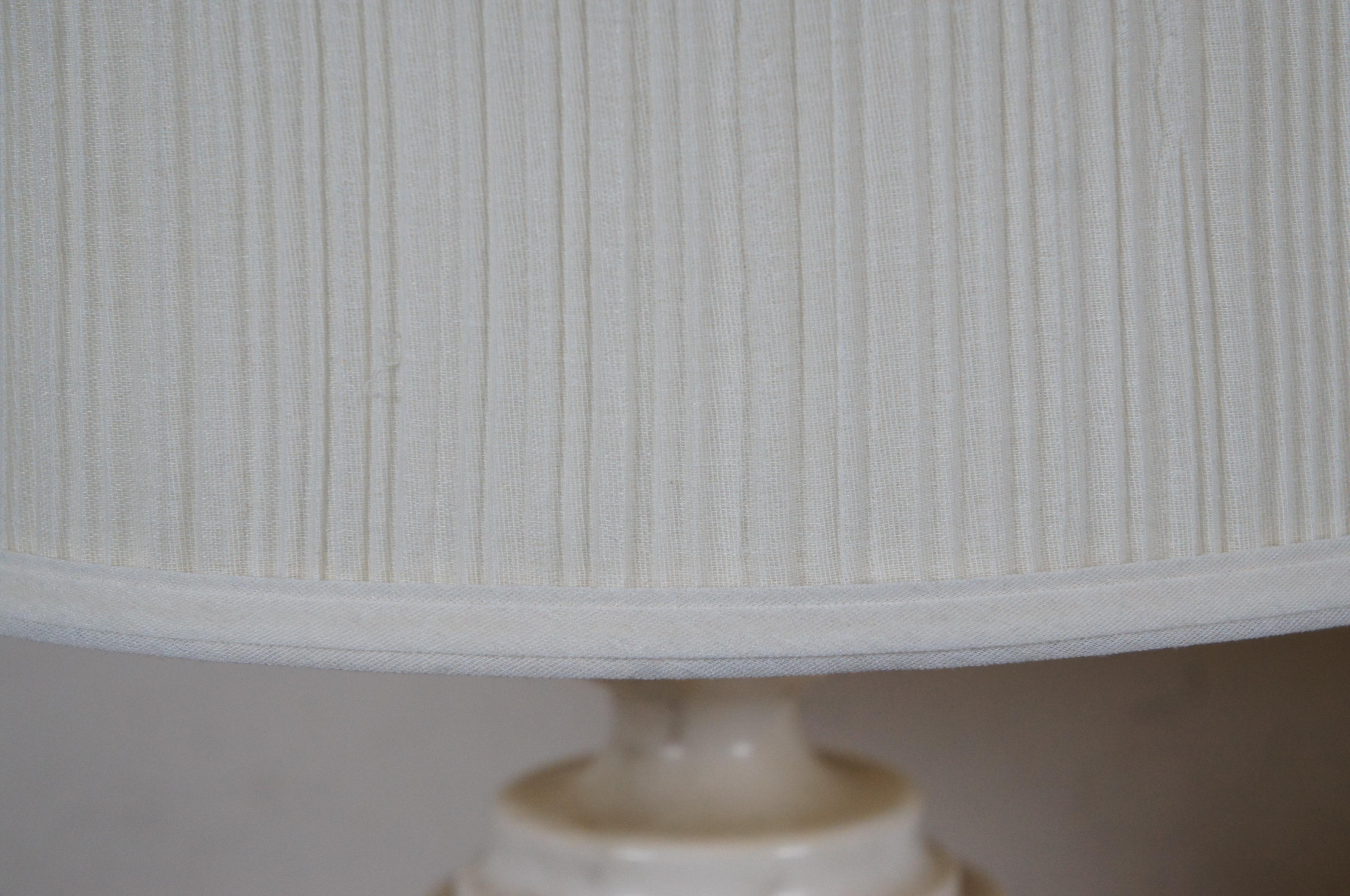 2 Antique Victorian Carved White Marble Alabaster Trophy Urn Table Lamps 29