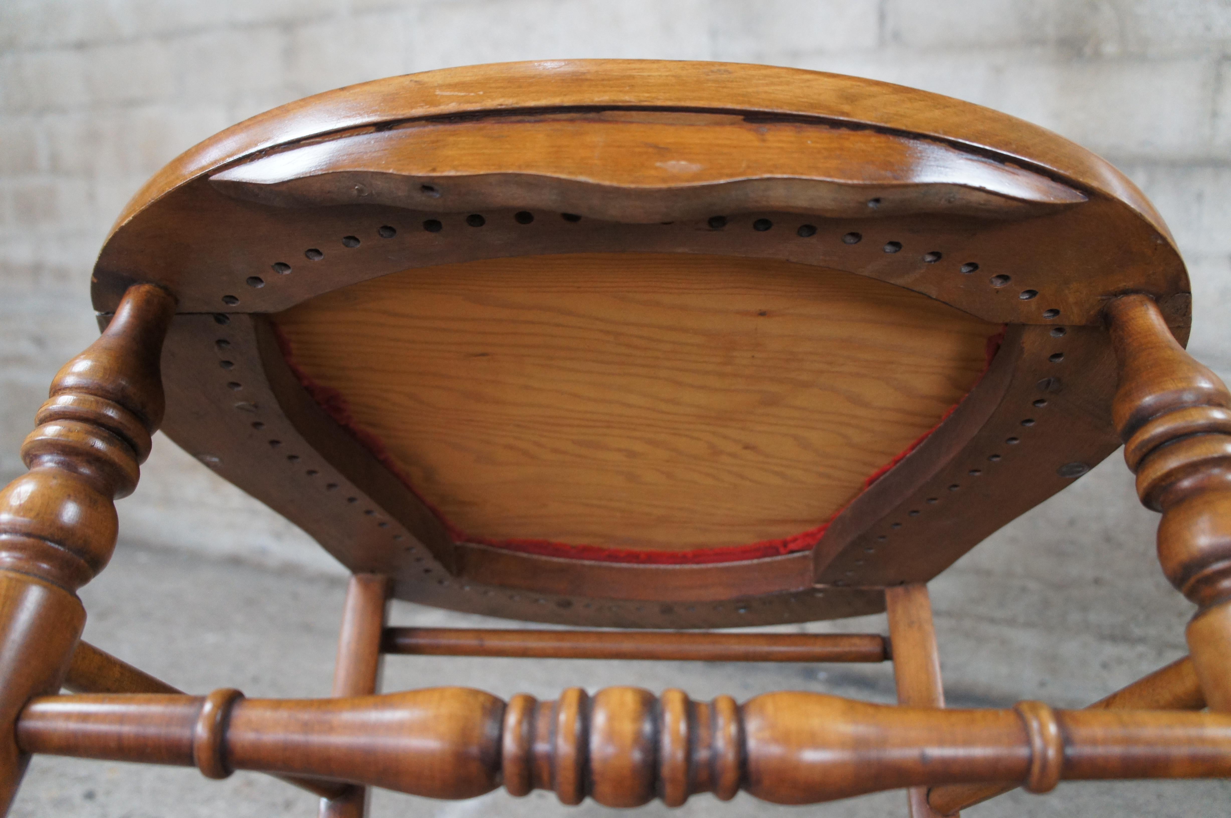 2 Antique Victorian Eastlake Maple Ladderback Needlepoint Velvet Parlor Chairs For Sale 6