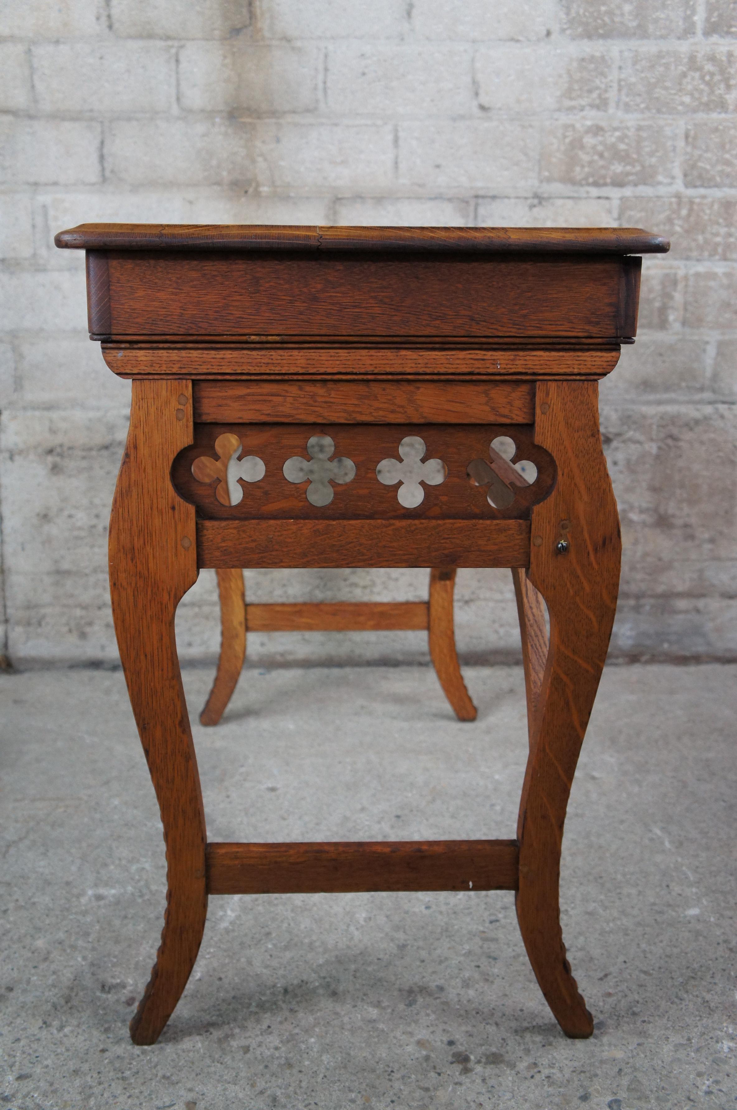 2 Antique Victorian Quartersawn Oak Folding Mission Campaign Writing Desks For Sale 4
