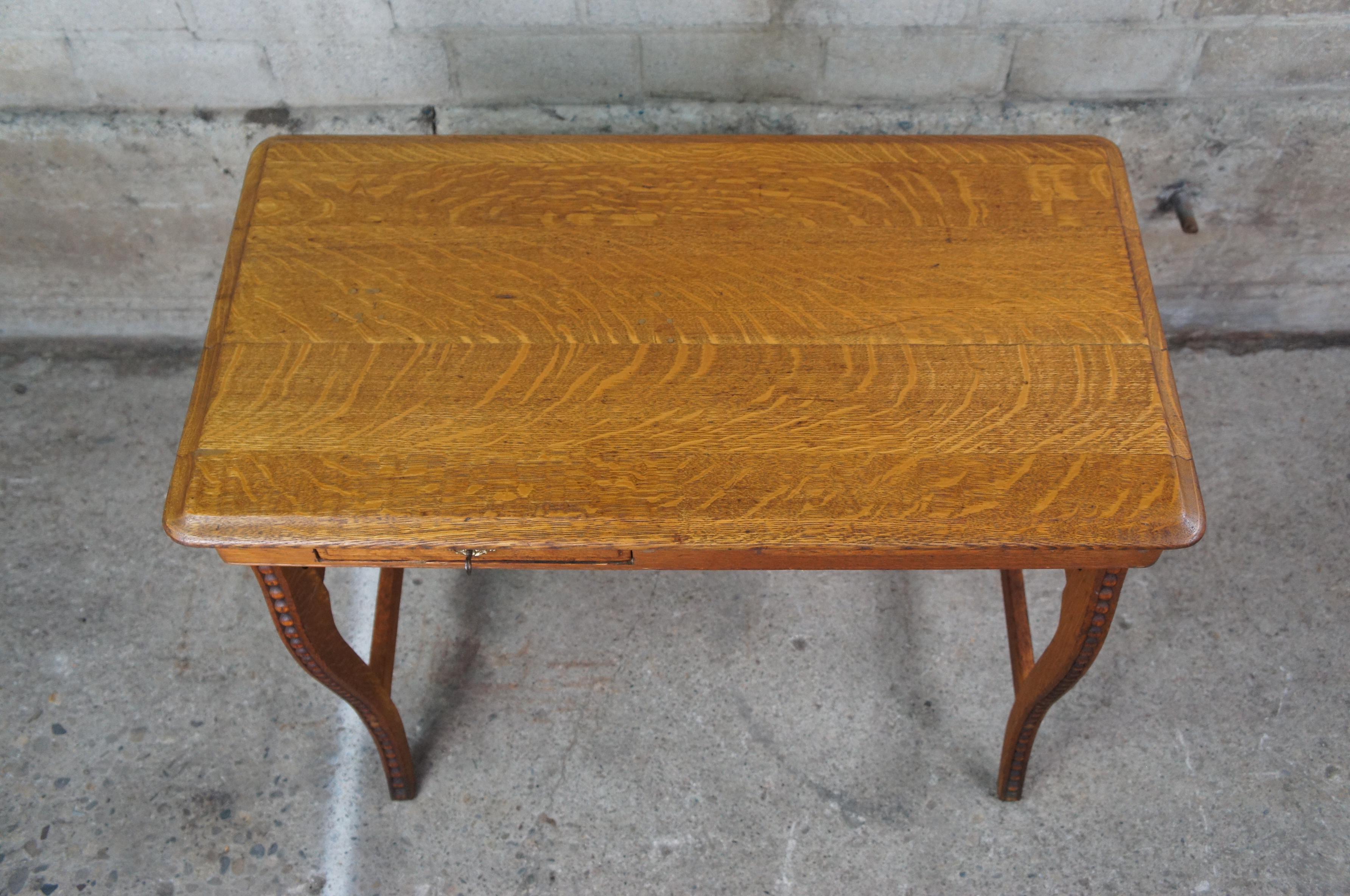 2 Antique Victorian Quartersawn Oak Folding Mission Campaign Writing Desks For Sale 2