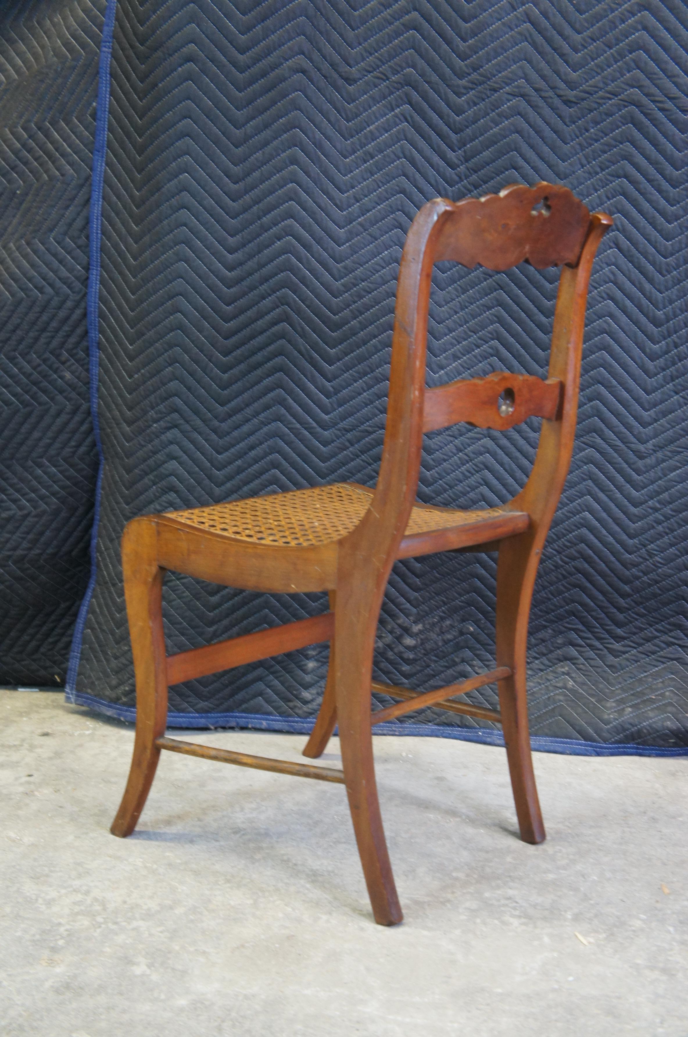 2 Antique Victorian Regency Carved Walnut Dining Side Accent Chairs Caned Seat 6