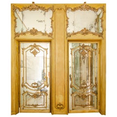 2 Antiquitäten Barock Spiegel Türen lackiert vergoldet Spiegel Updoor:: 1700:: Italien