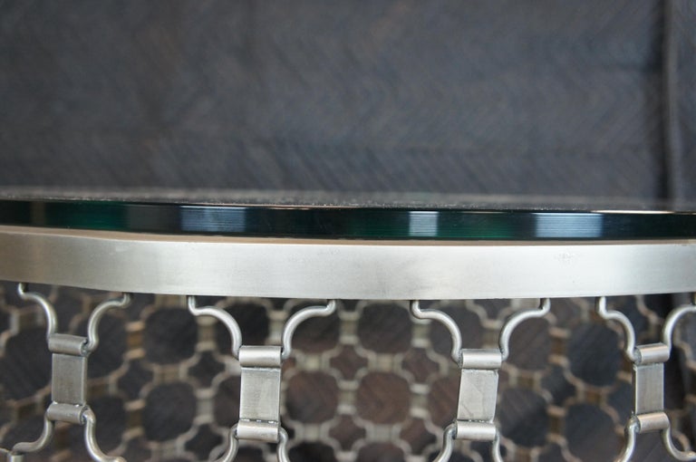 2 Arhaus Naomi Round Aluminum Glass Cocktail Side Drum Coffee Tables