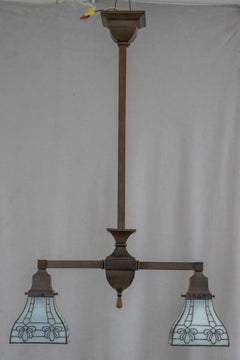 2 Arm Arts & Crafts Chandelier w/ Kokomo Glass Shades, ca. 1910