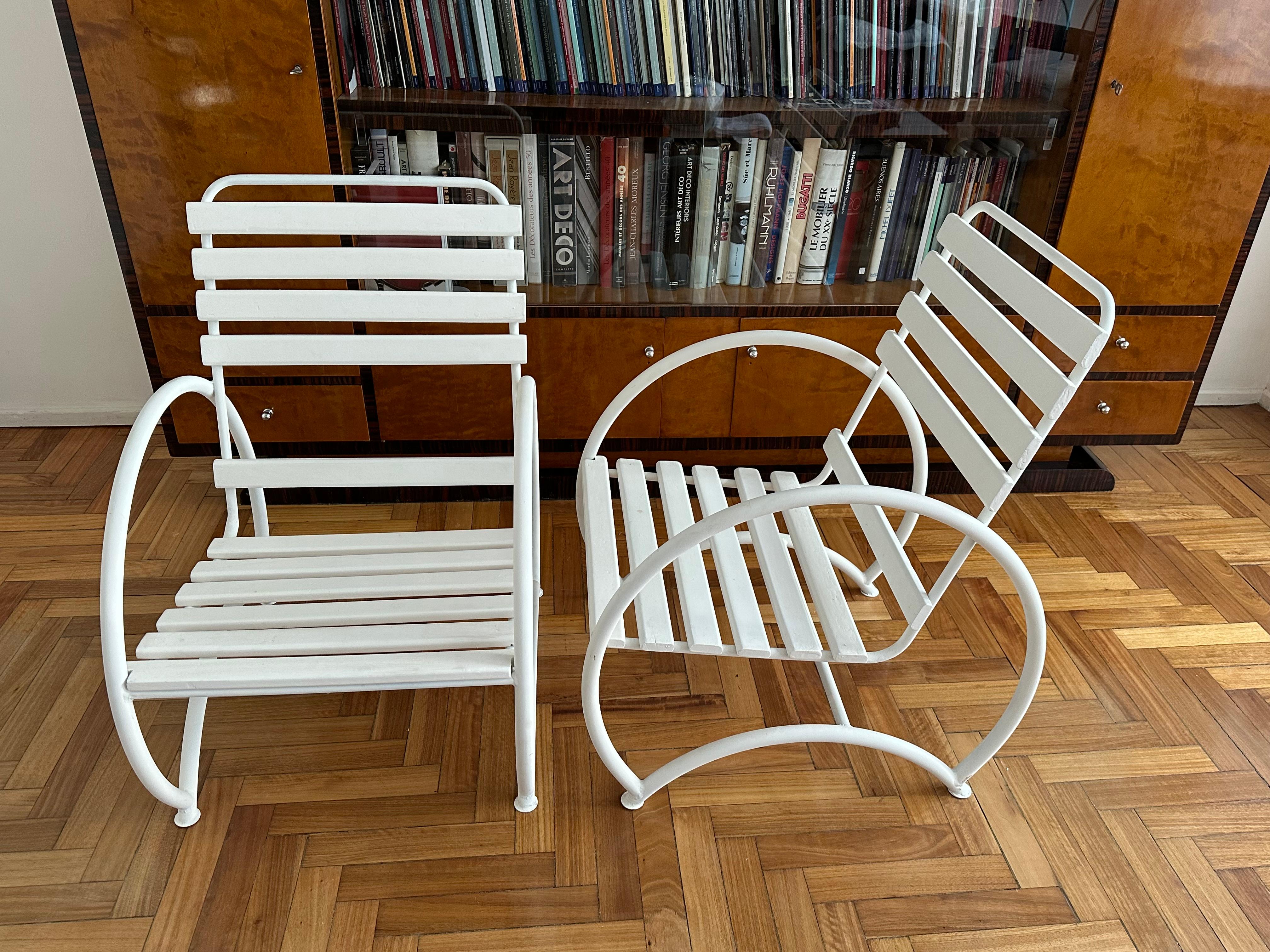 2 Armchairs 1930, France, Style: Art Deco, Material: Wood and iron For Sale 14