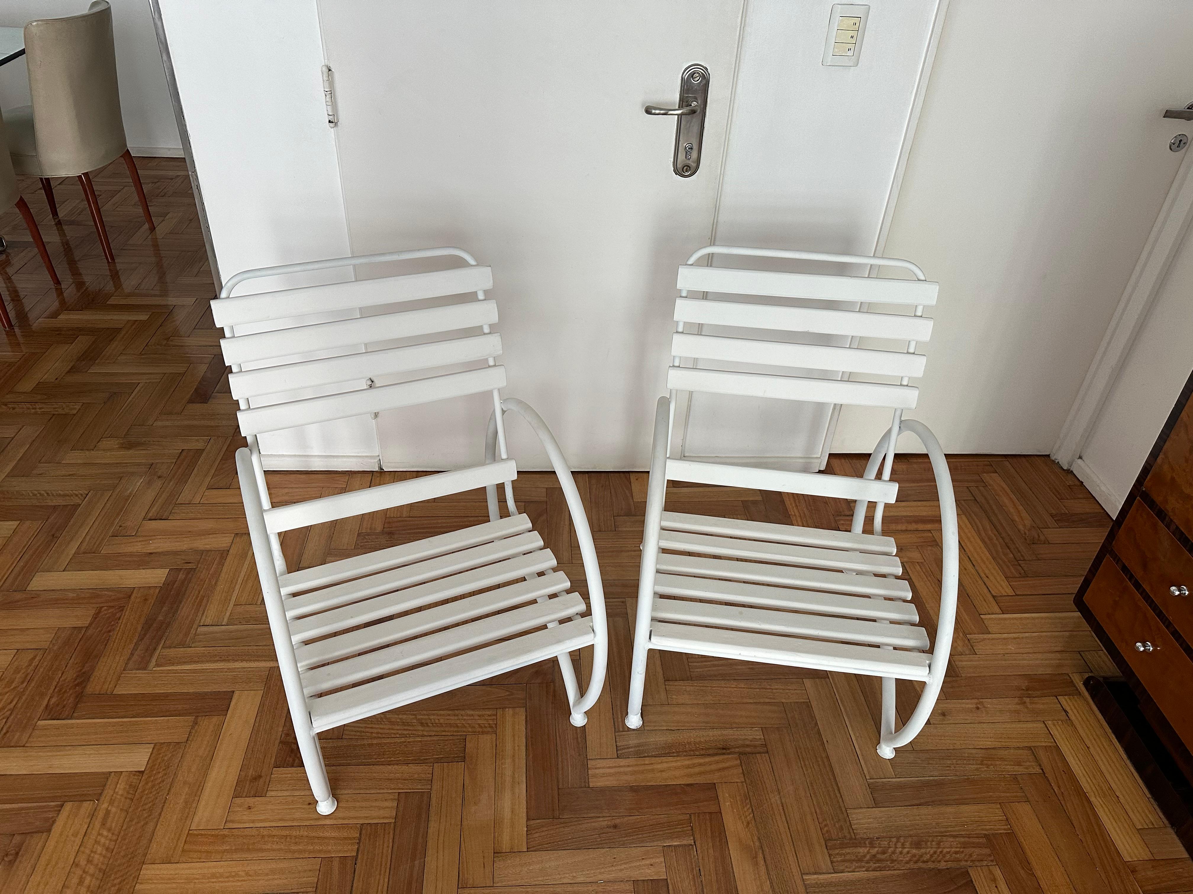 French 2 Armchairs 1930, France, Style: Art Deco, Material: Wood and iron For Sale
