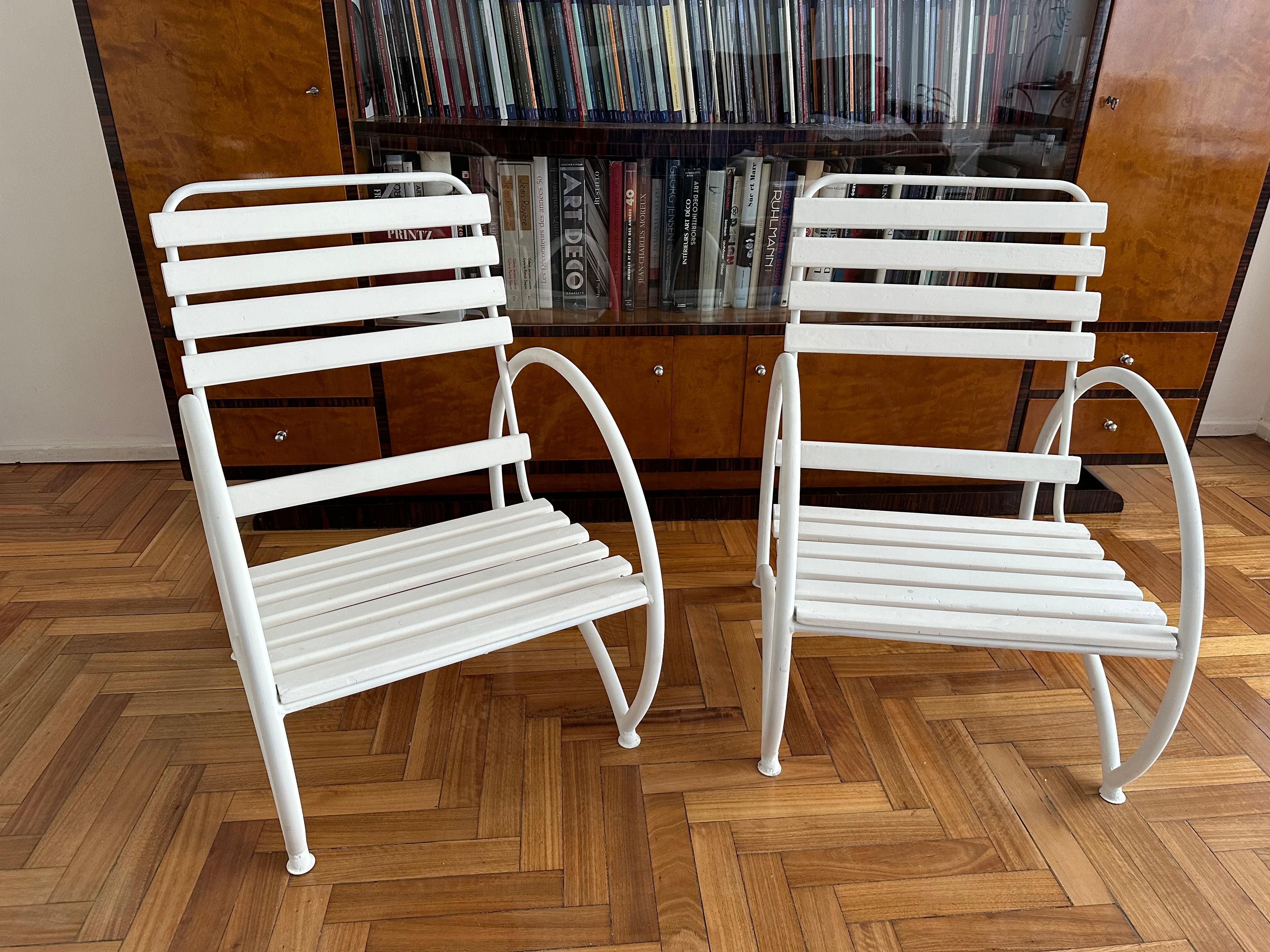 2 Armchairs 1930, France, Style: Art Deco, Material: Wood and iron In Good Condition For Sale In Ciudad Autónoma Buenos Aires, C