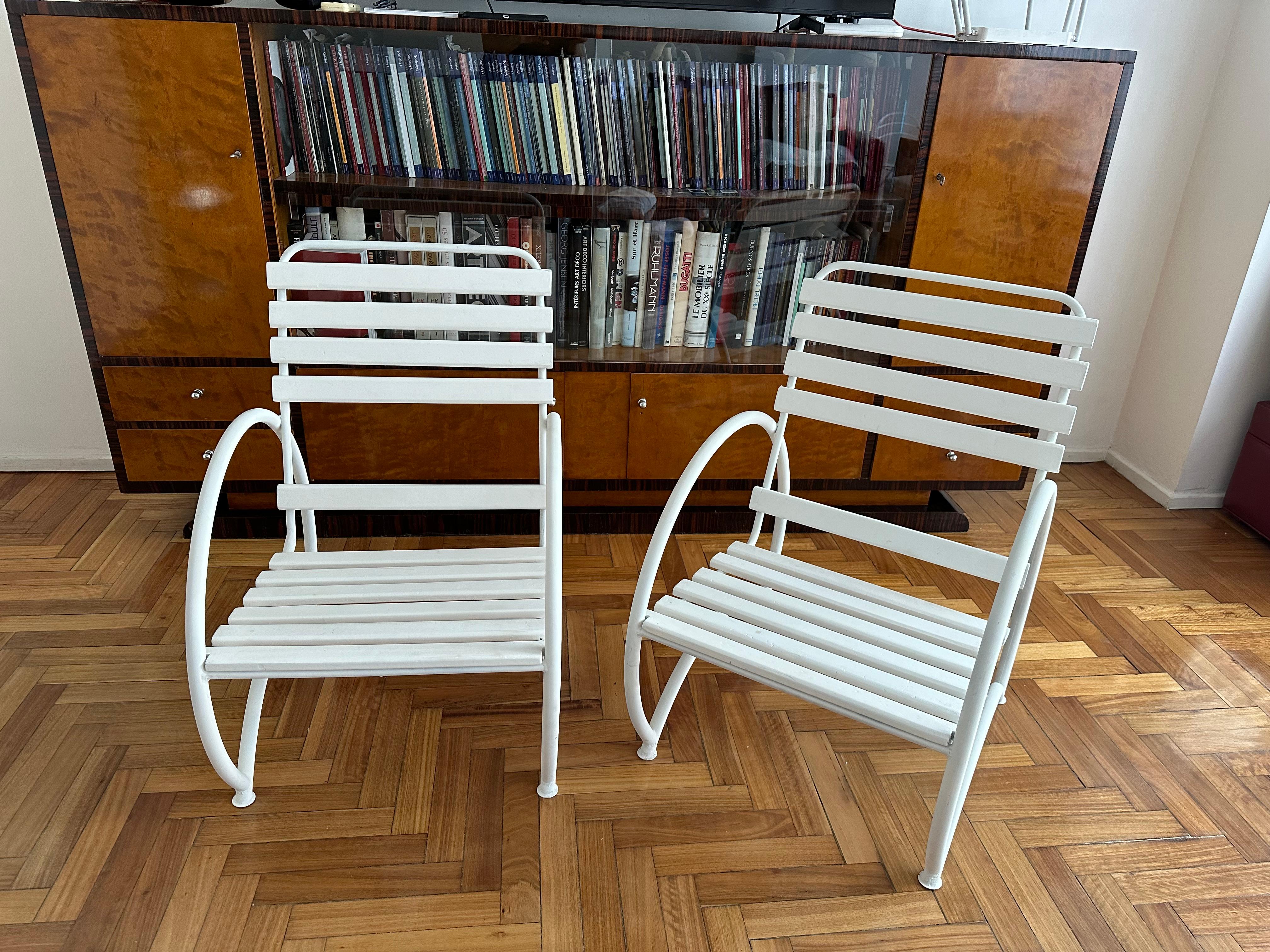 2 Armchairs 1930, France, Style: Art Deco, Material: Wood and iron For Sale 3