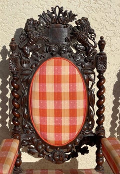 2 Armchairs and 2 Louis XIII Chairs