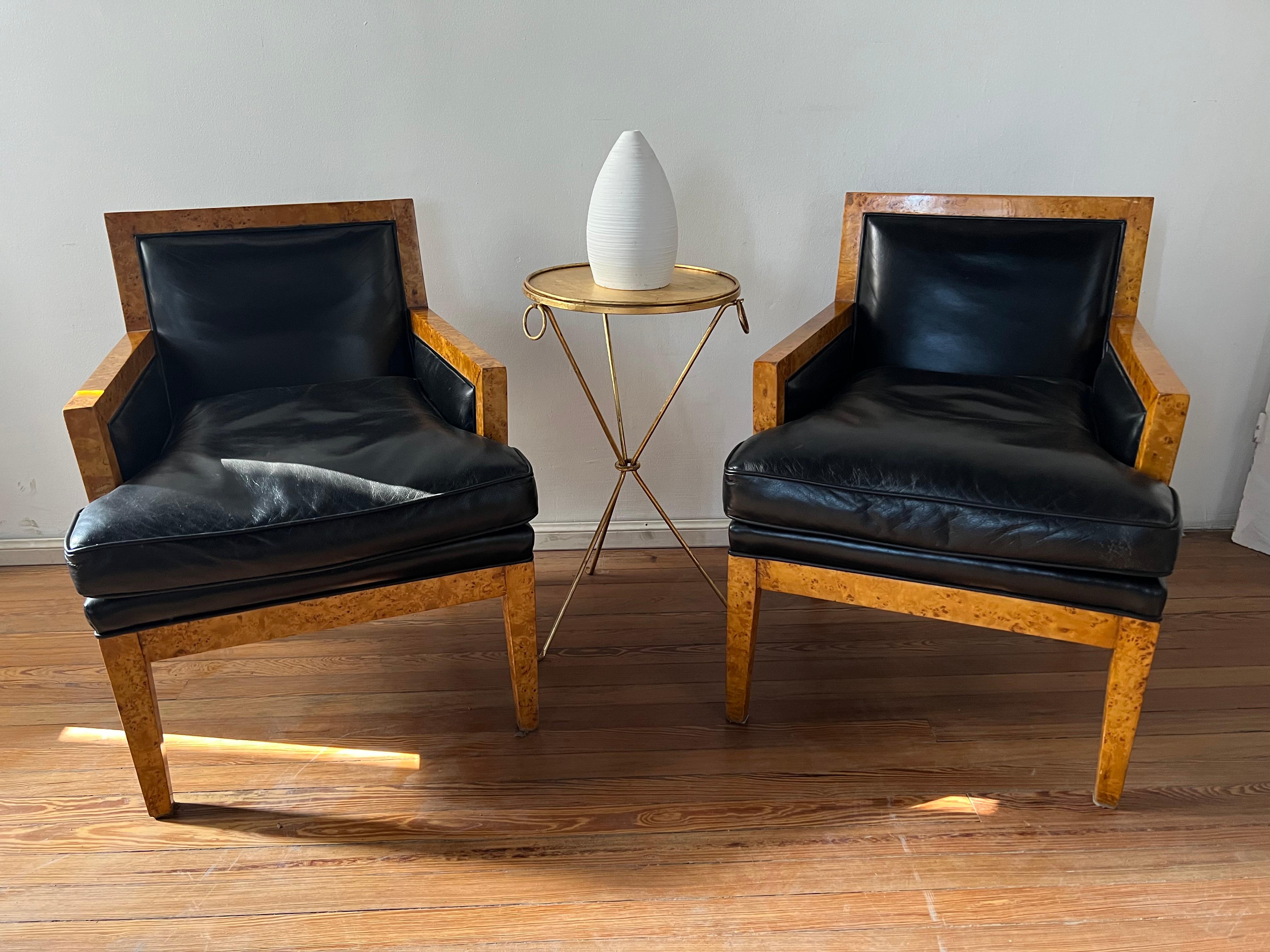 2 Armchairs Art Deco in leather and wood , France, 1930 For Sale 8
