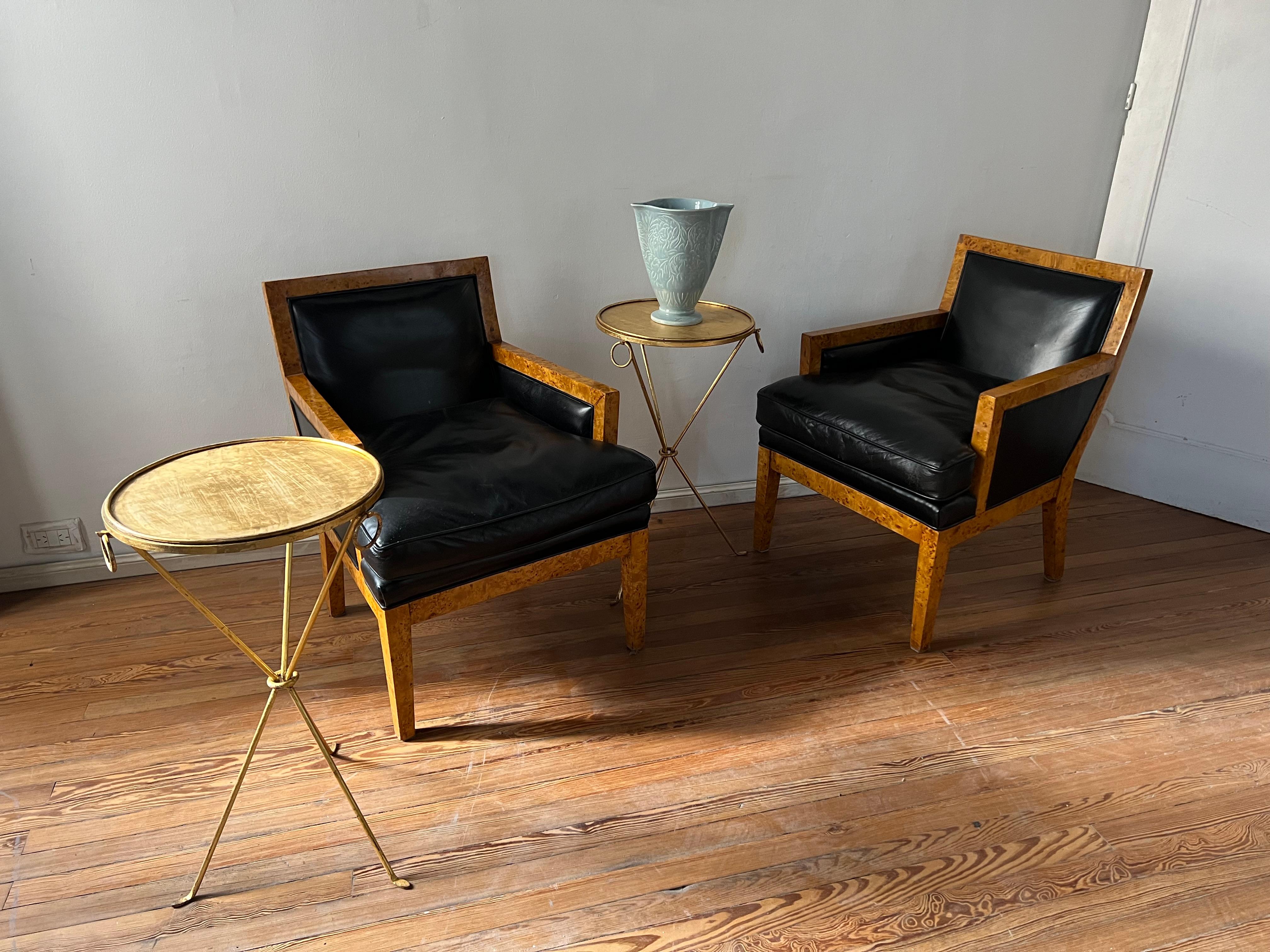 2 fauteuils Art déco en cuir et bois, France, 1930 en vente 11