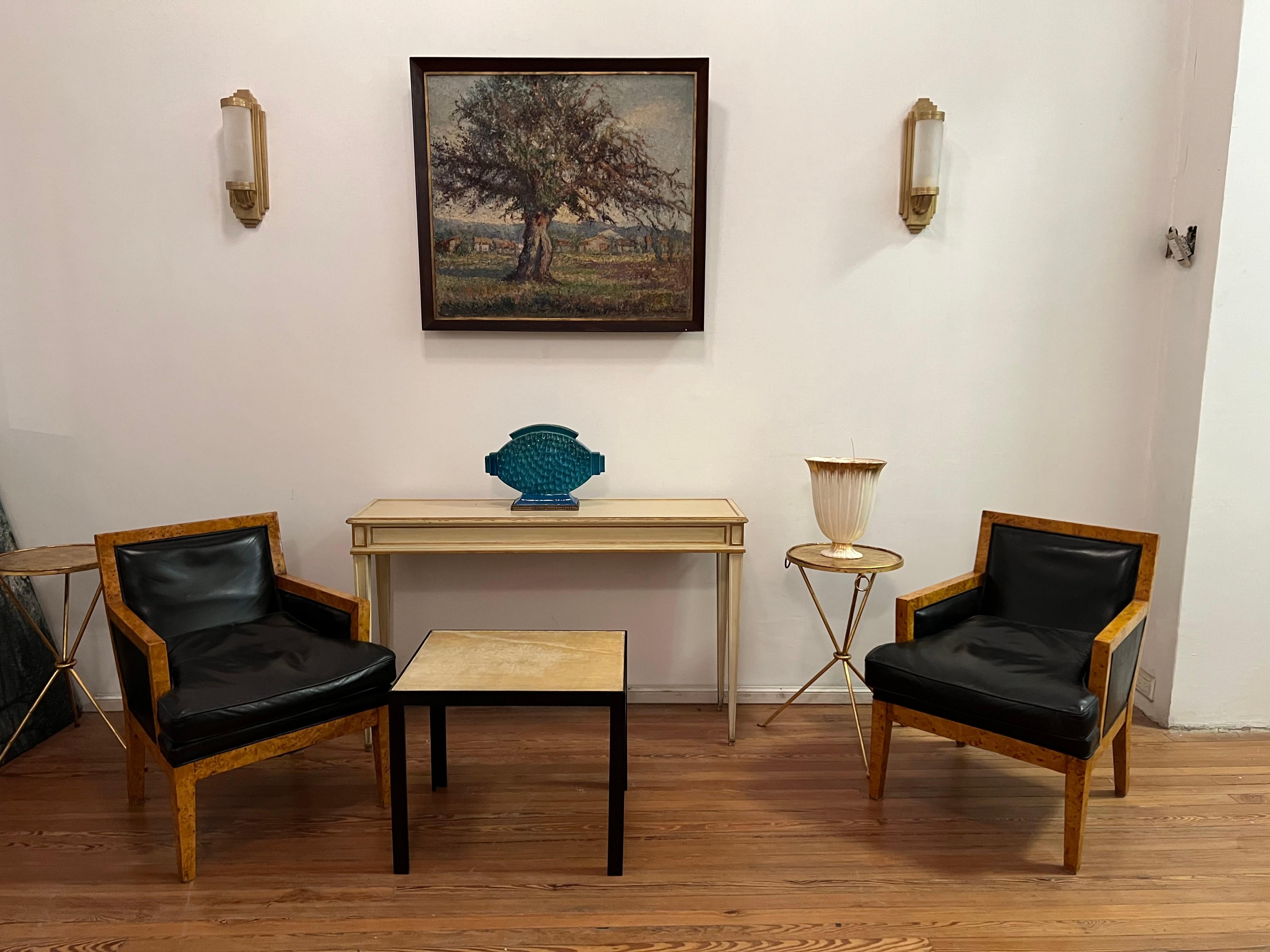 2 fauteuils Art déco en cuir et bois, France, 1930 en vente 13