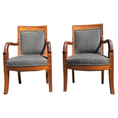 2 armchairs  Classicism - Empire  Walnut