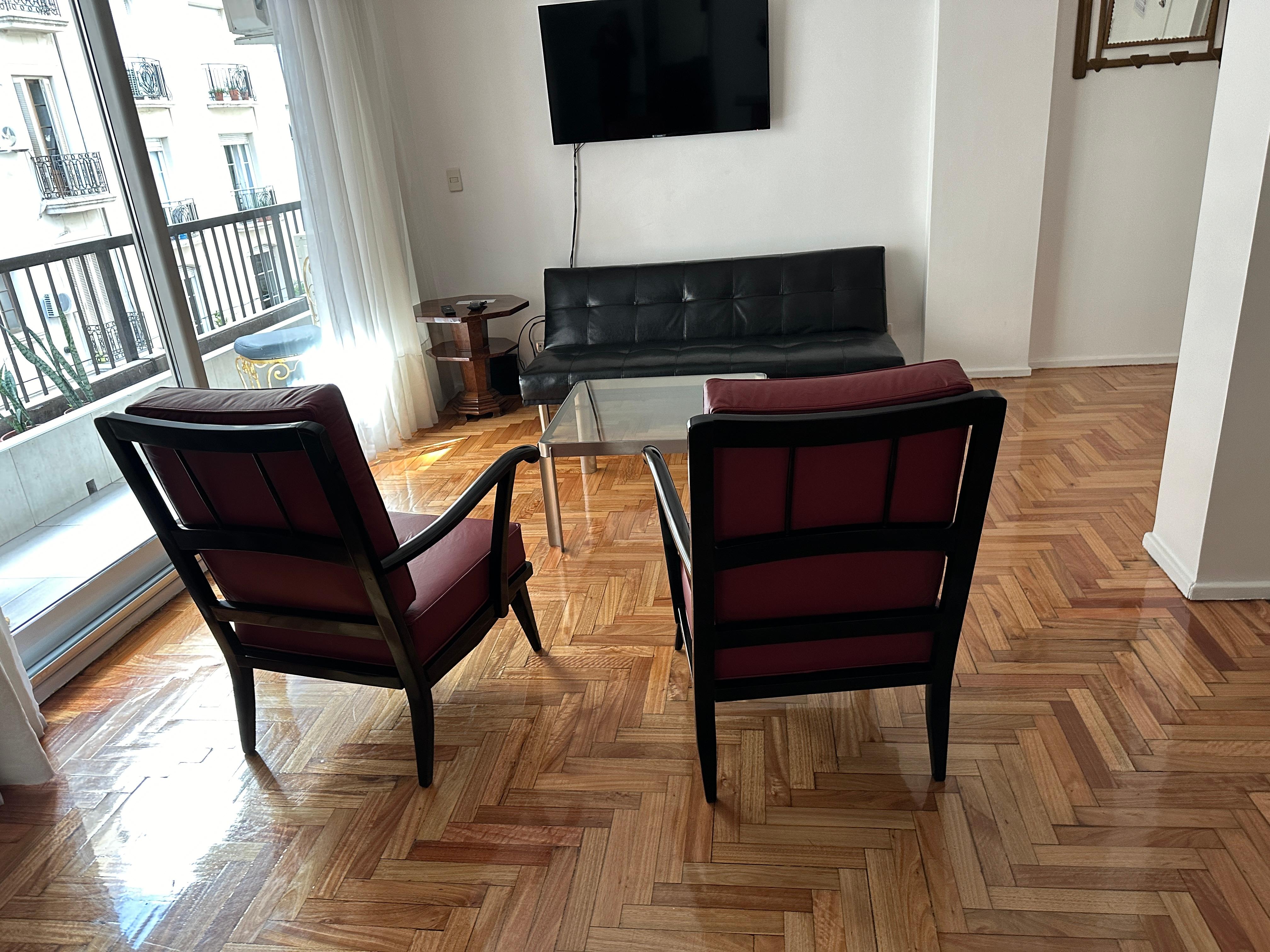 Mid-Century Modern 2 Armchairs in Leather,  Year:  1960, Country: Italy For Sale