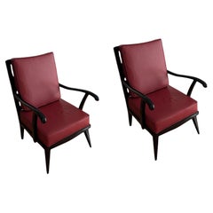 2 fauteuils en cuir,  Année :  1960, pays : Italie