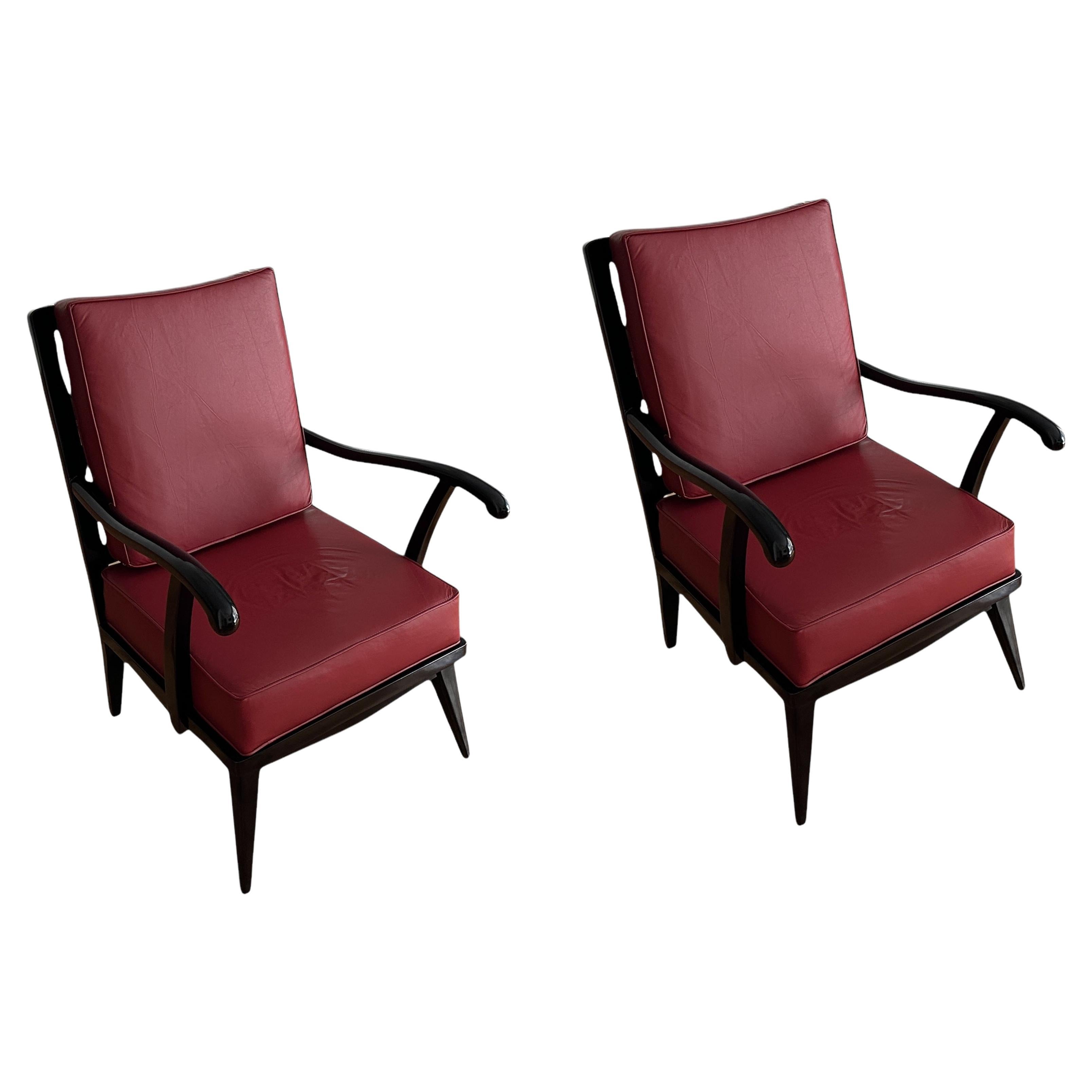 2 fauteuils en cuir,  Année :  1960, pays : Italie en vente