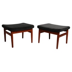 Vintage Two Mid-Century Stools by Arne Vodder FD164 Ottomans France & Son, Denmark 1960s