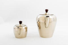 2 Art Deco Alpaca Cans with Wooden Handles Vienna around the 1920s