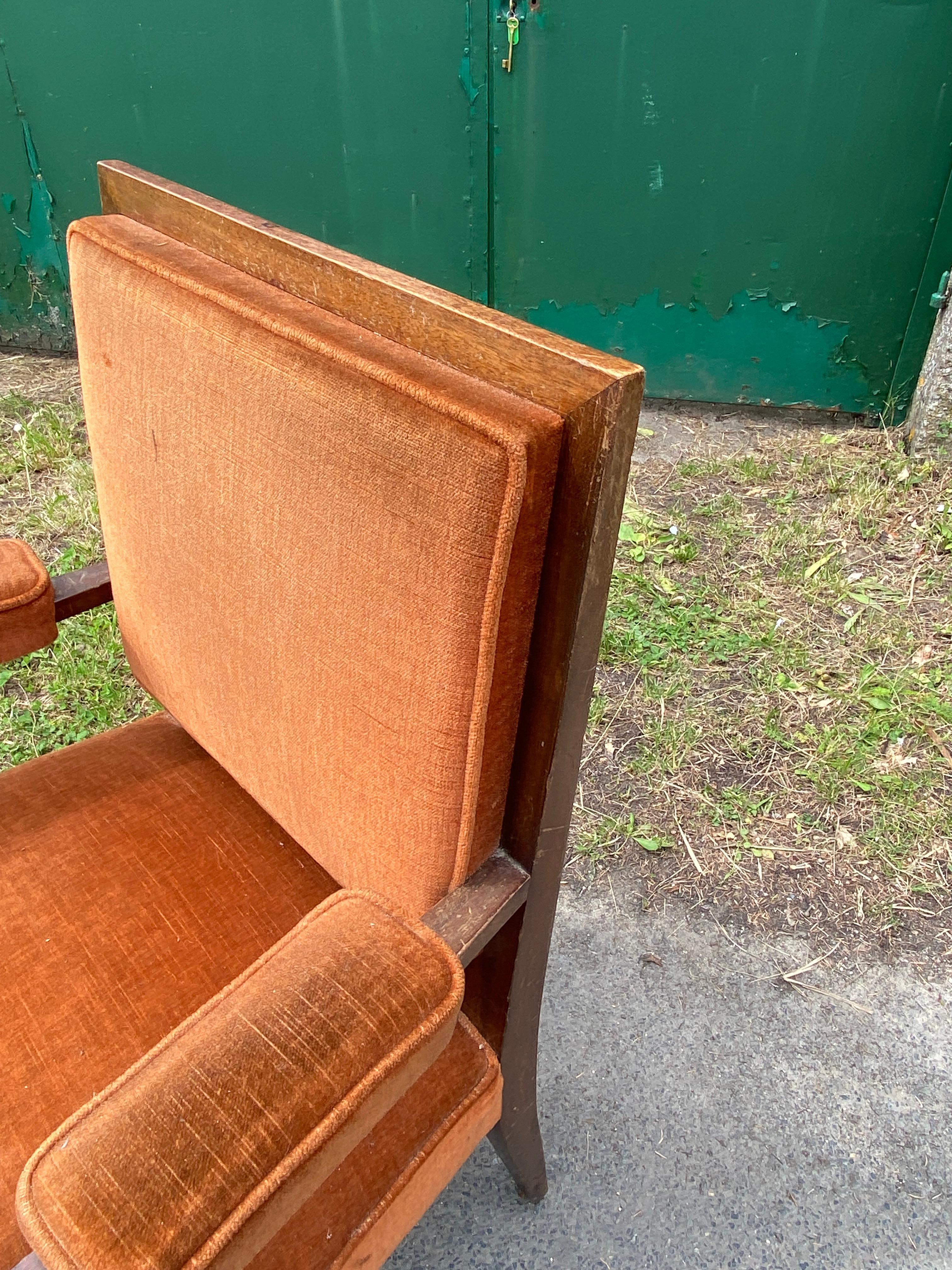 2 Poltrona Art Deco in noce nello stile di Andre Arbus, circa 1940 in vendita 2