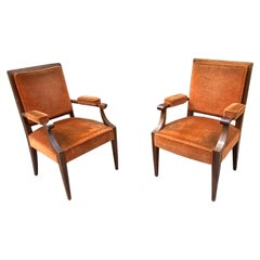 2 Art Deco Armchair in Walnut in the Style of Andre Arbus, circa 1940