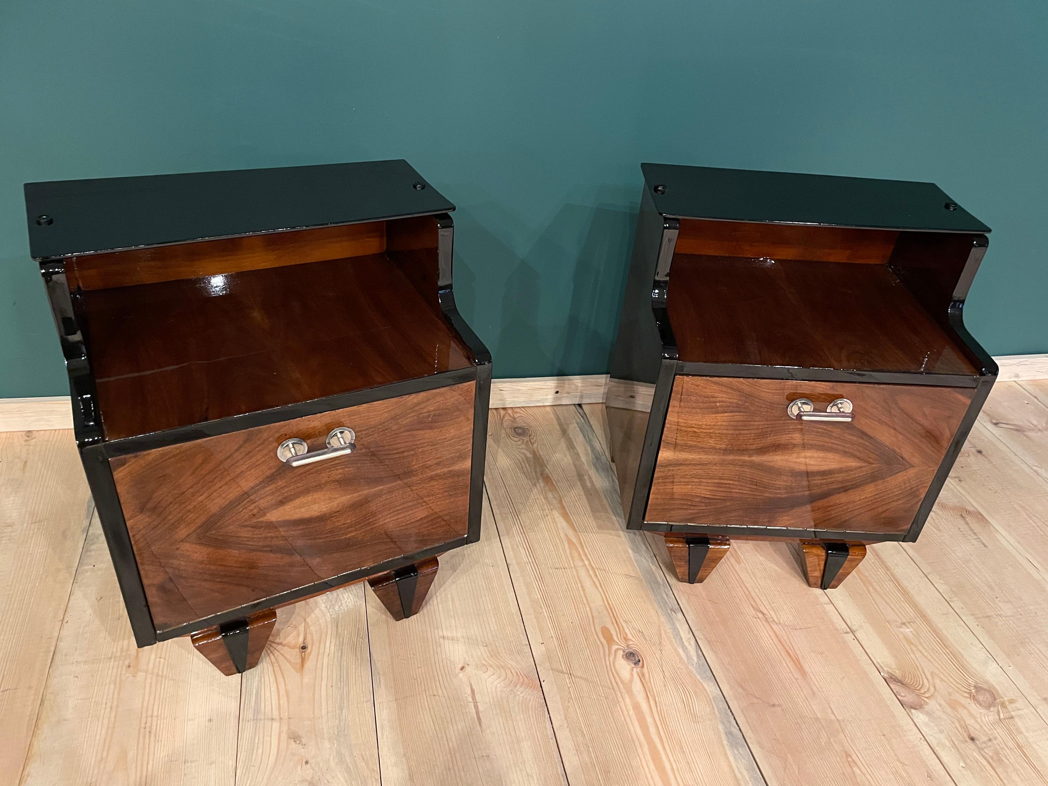 2 tables de chevet Art Déco Bon état - En vente à Kraków, Małopolska