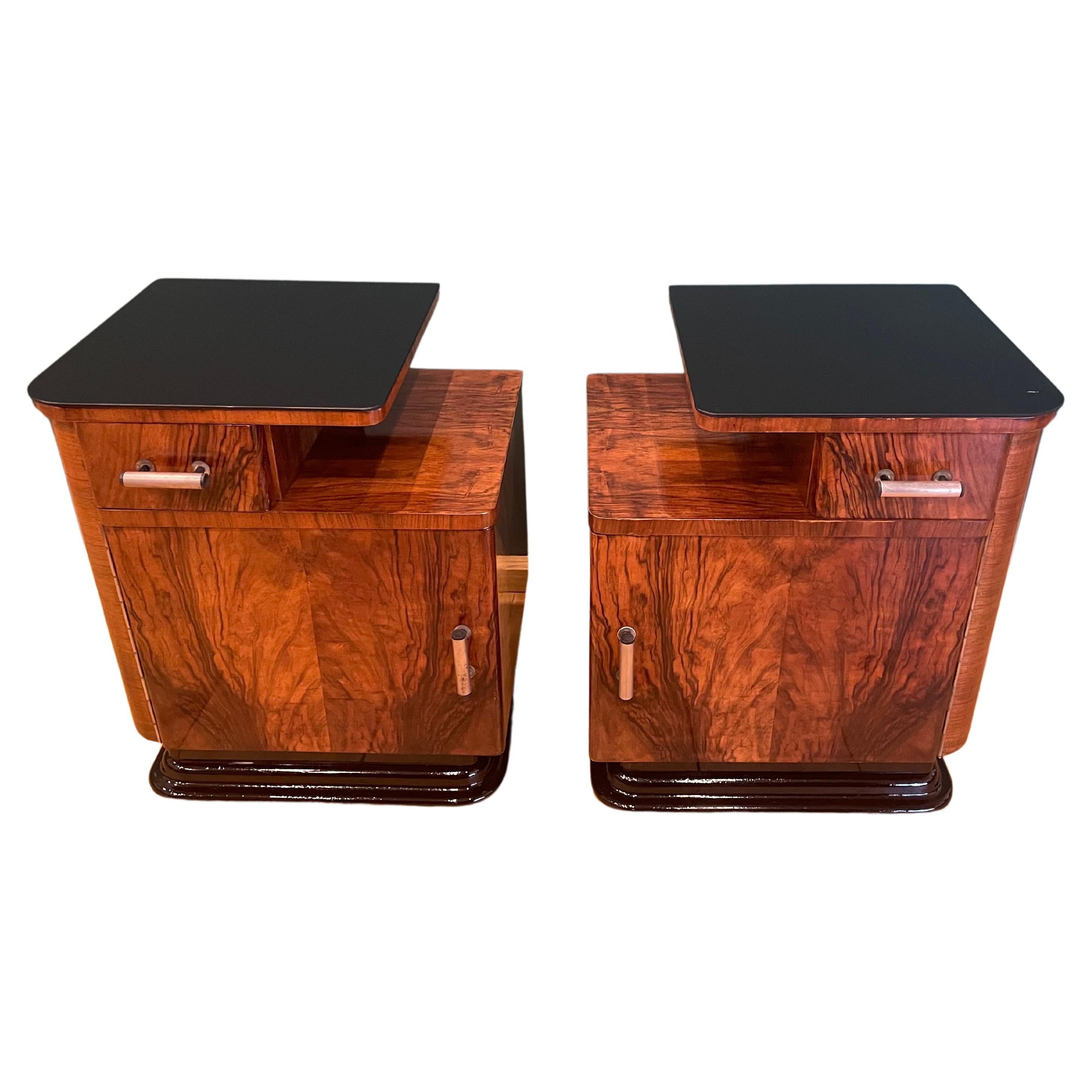 2 Art Deco Bedside Tables J.Halabala For Sale