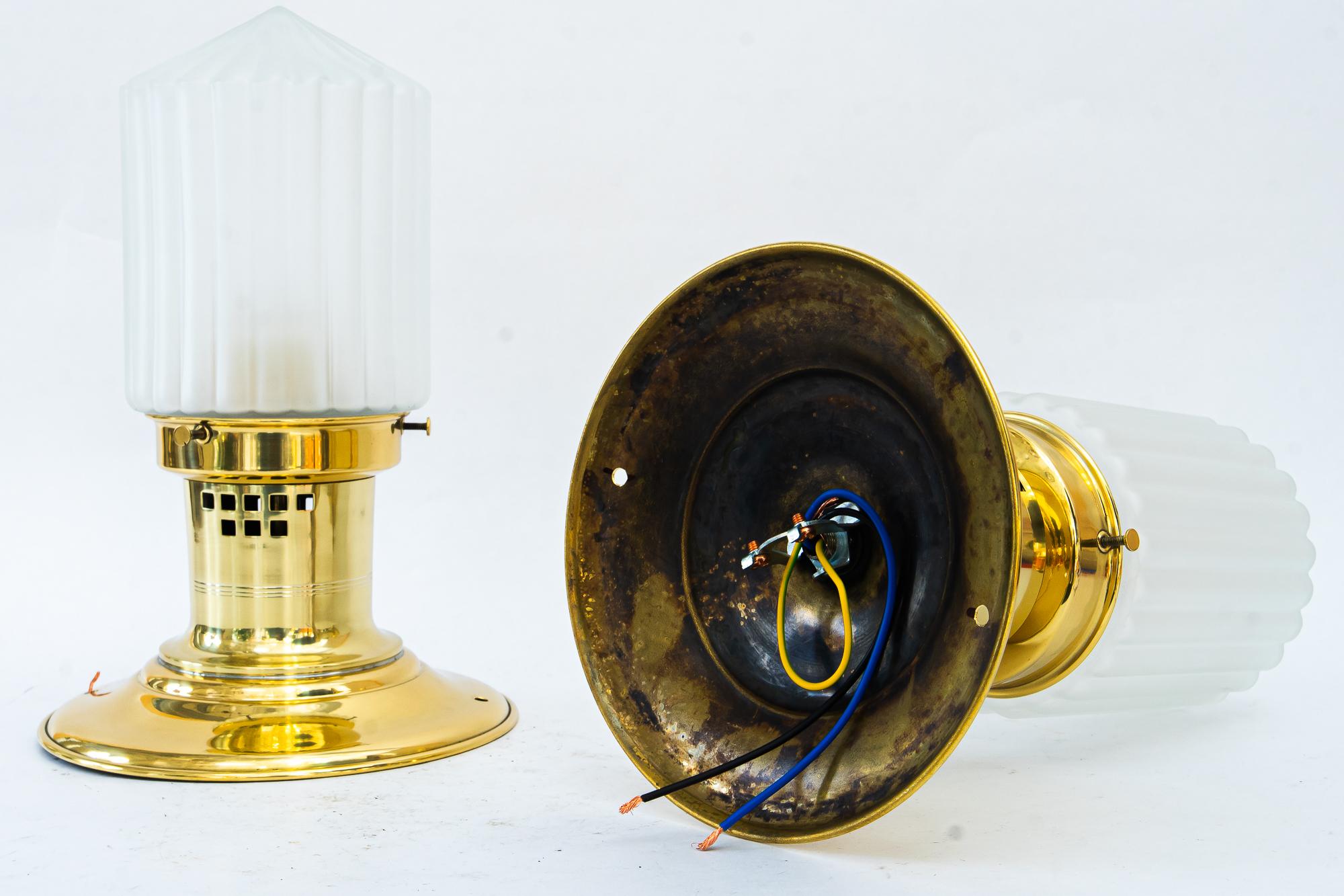 2 plafonniers Art déco avec verres cathédrales vienne vers 1920 en vente 4